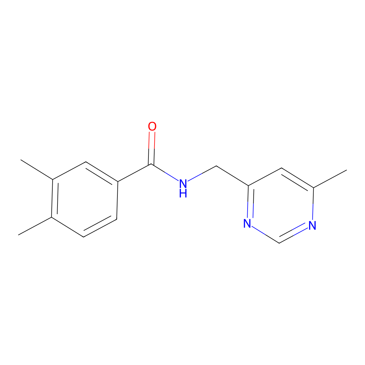 3,4-dimethyl-N-[(6-methylpyrimidin-4-yl)methyl]benzamide molecular structure, CAS 2195939-02-5