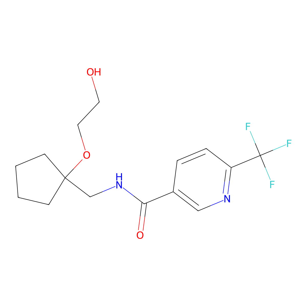 N-((1-(2-hydroxyethoxy)cyclopentyl)methyl)-6-(trifluoromethyl)nicotinamide molecular structure, CAS 2195939-16-1