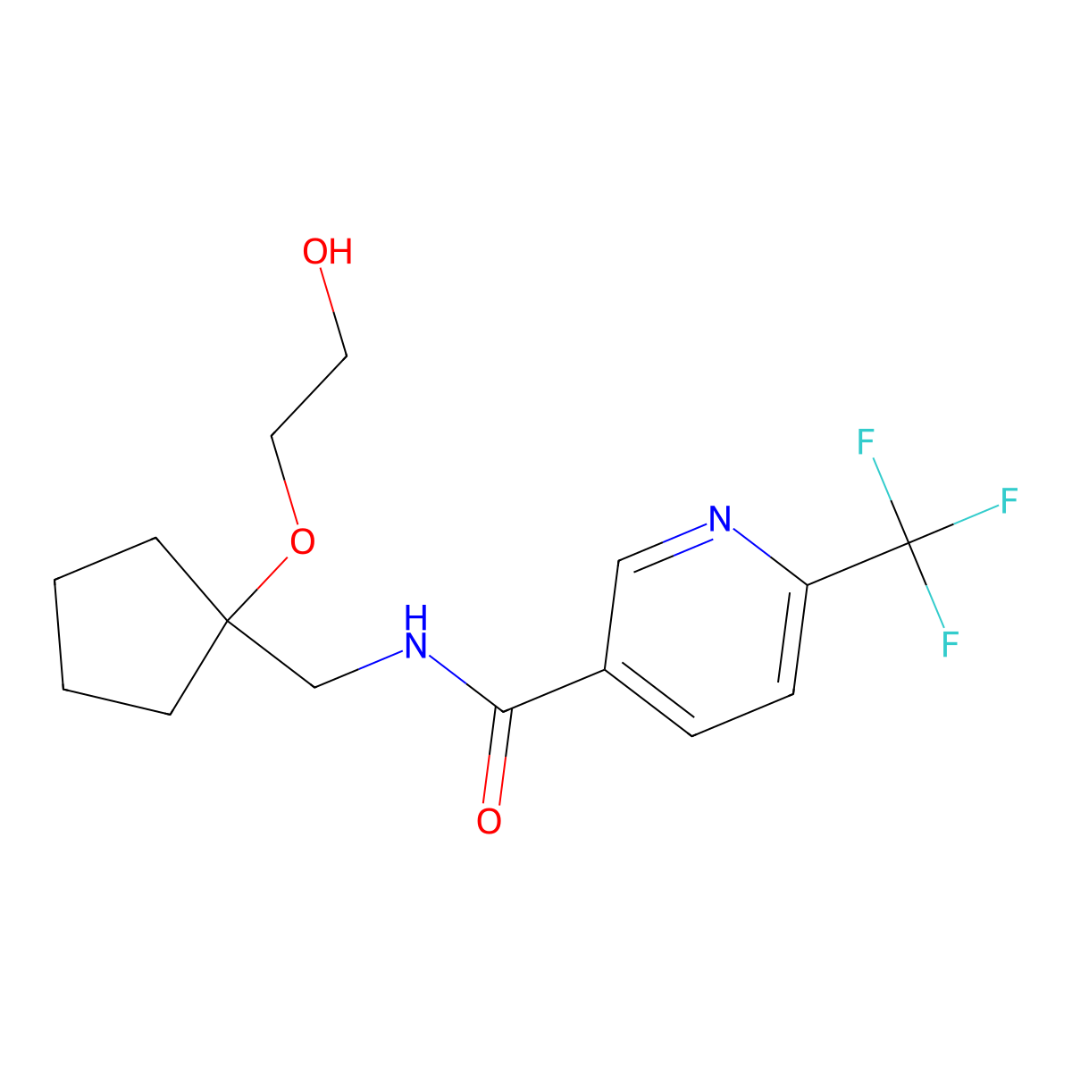 N-((1-(2-hydroxyethoxy)cyclopentyl)methyl)-6-(trifluoromethyl)nicotinamide molecular structure, CAS 2195939-16-1