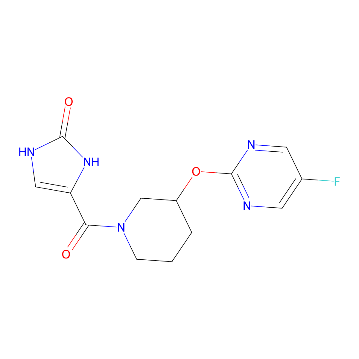 4-(3-((5-fluoropyrimidin-2-yl)oxy)piperidine-1-carbonyl)-1H-imidazol-2(3H)-one molecular structure, CAS 2195939-20-7