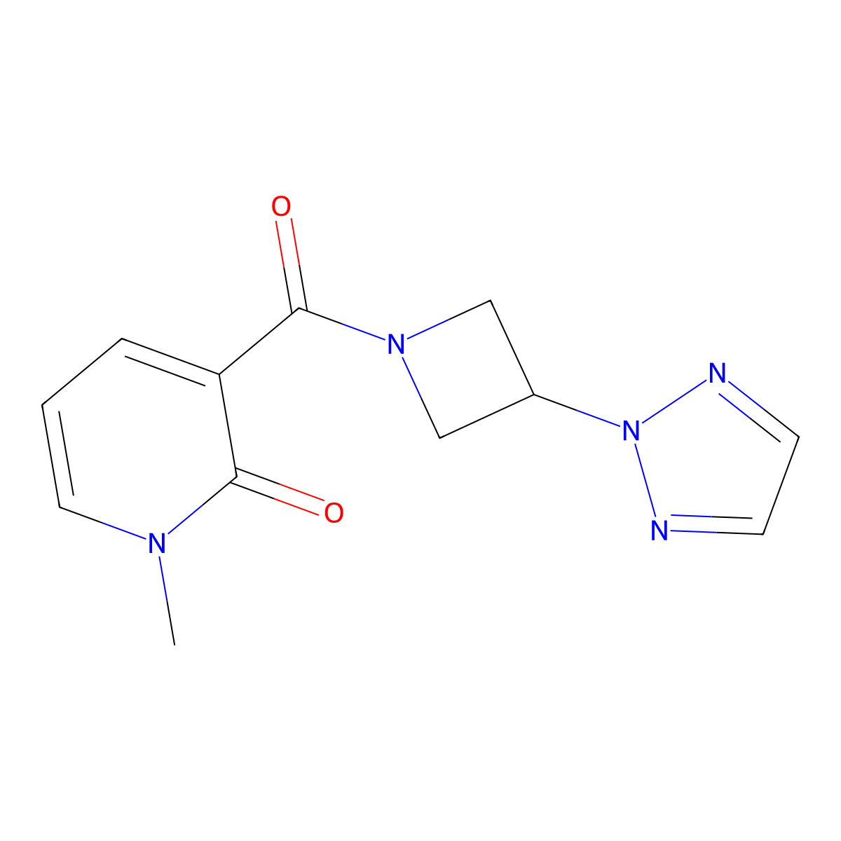 1-methyl-3-[3-(2H-1,2,3-triazol-2-yl)azetidine-1-carbonyl]-1,2-dihydropyridin-2-one molecular structure, CAS 2195939-24-1