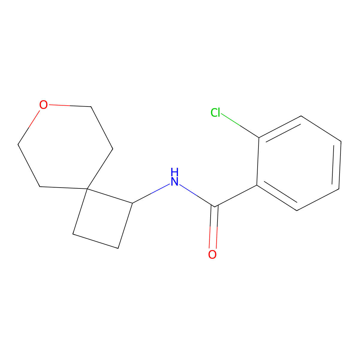 2-chloro-N-{7-oxaspiro[3.5]nonan-1-yl}benzamide molecular structure, CAS 2195939-41-2