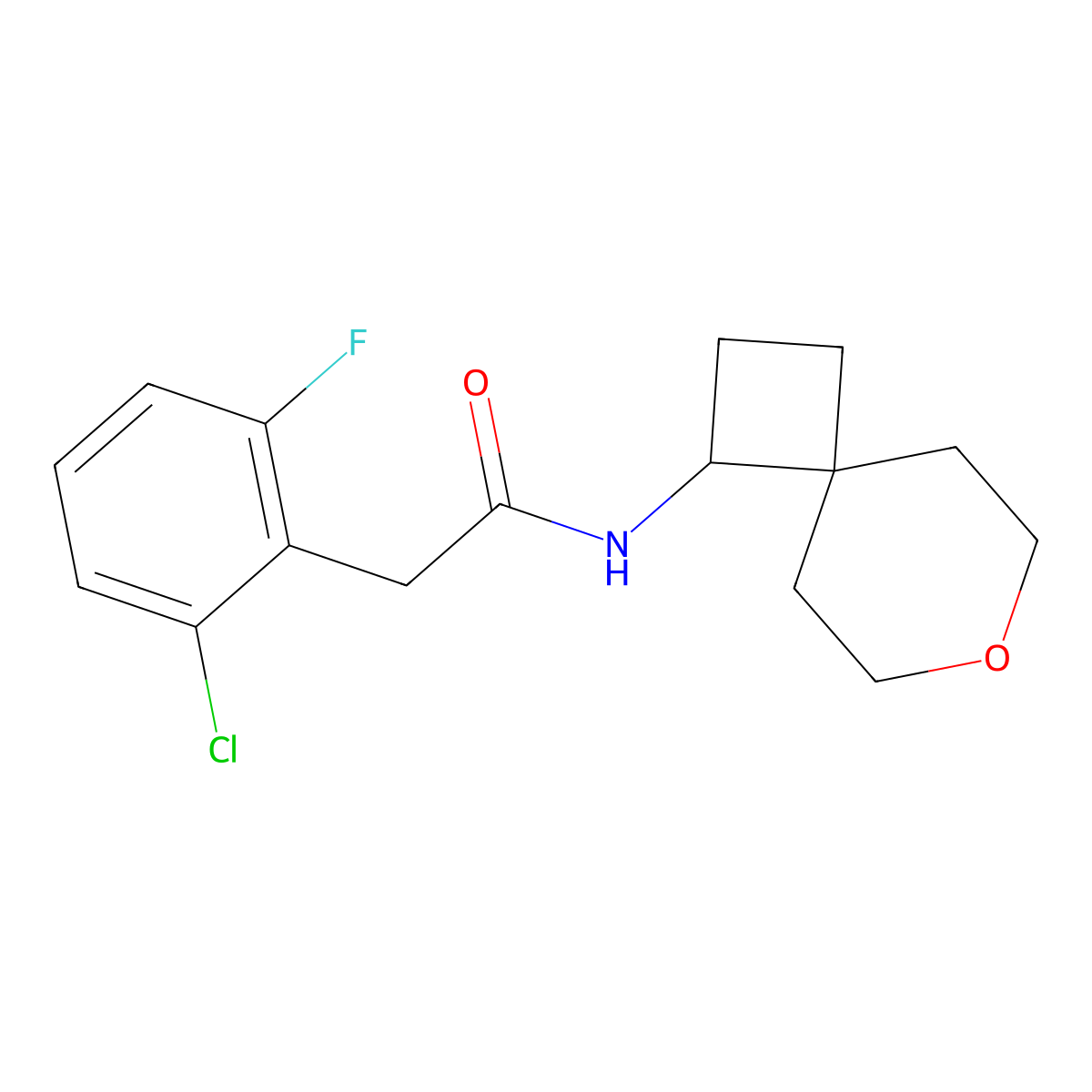 2-(2-chloro-6-fluorophenyl)-N-{7-oxaspiro[3.5]nonan-1-yl}acetamide molecular structure, CAS 2195939-47-8