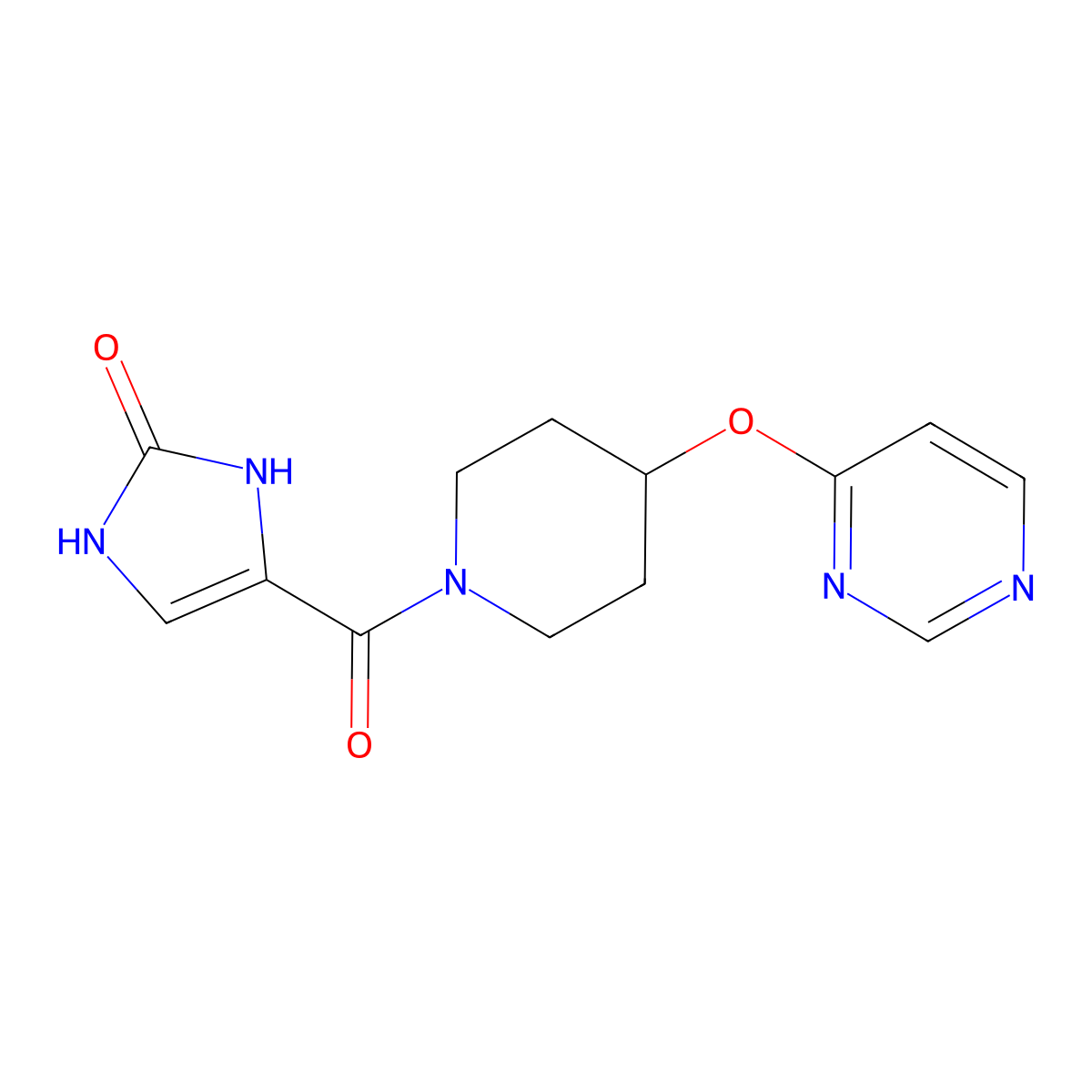 4-(4-(pyrimidin-4-yloxy)piperidine-1-carbonyl)-1H-imidazol-2(3H)-one molecular structure, CAS 2195939-56-9