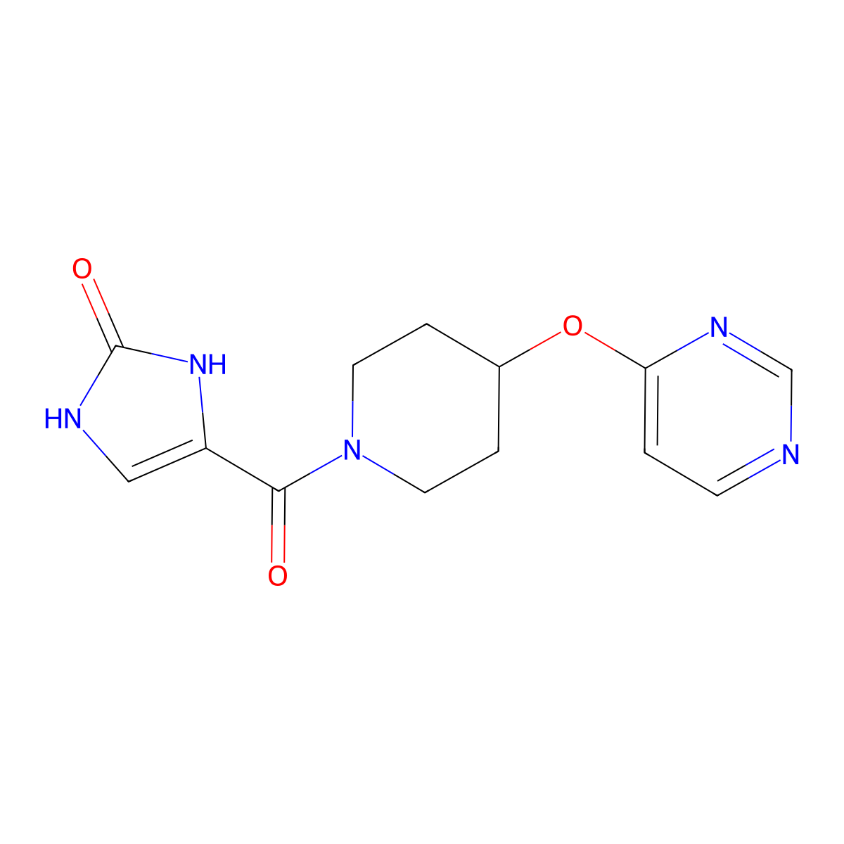 4-(4-(pyrimidin-4-yloxy)piperidine-1-carbonyl)-1H-imidazol-2(3H)-one molecular structure, CAS 2195939-56-9