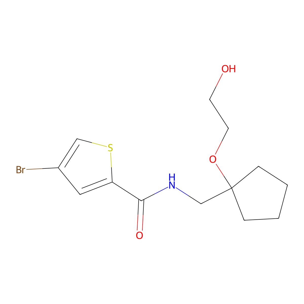 4-bromo-N-((1-(2-hydroxyethoxy)cyclopentyl)methyl)thiophene-2-carboxamide molecular structure, CAS 2195939-78-5