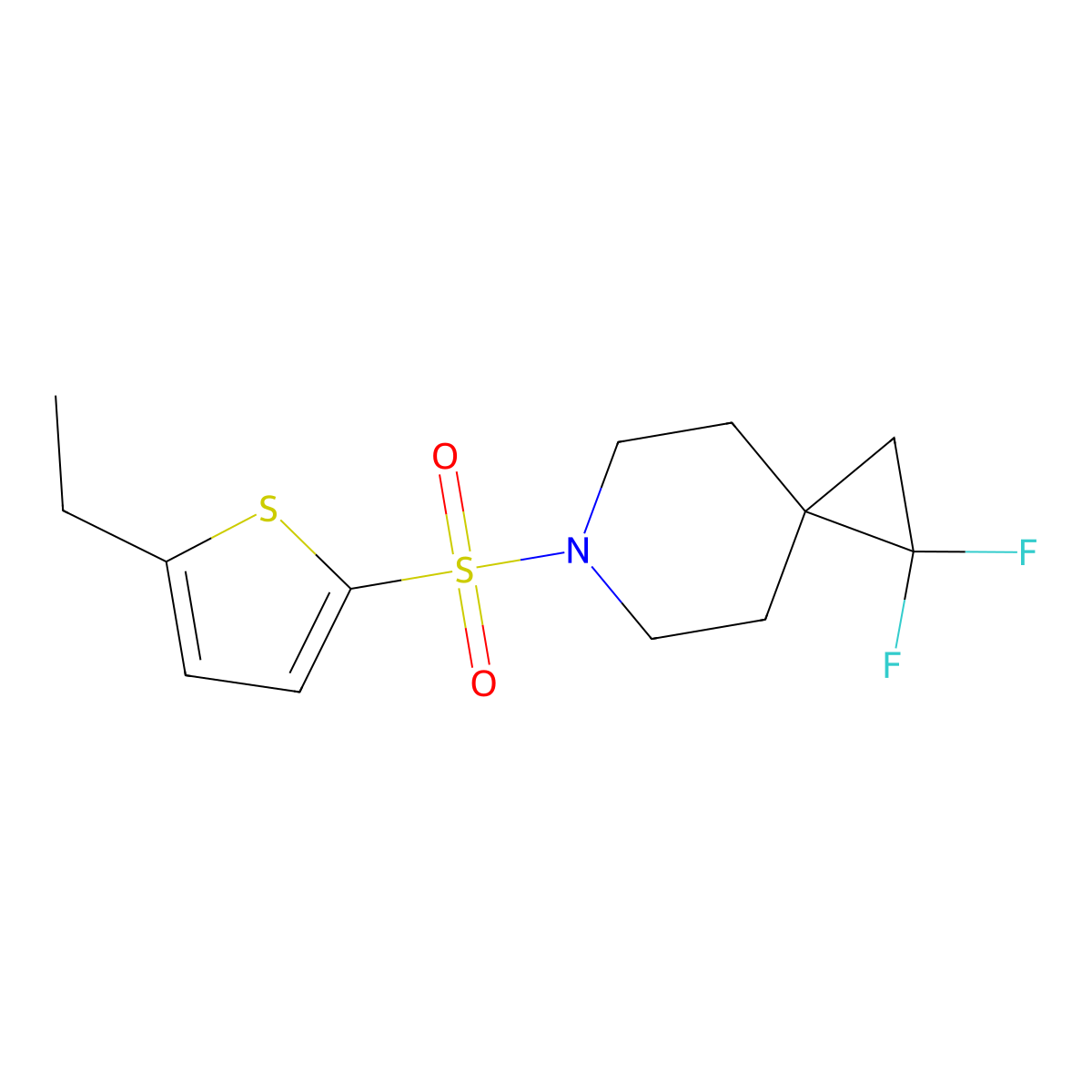 6-[(5-Ethylthiophen-2-yl)sulfonyl]-1,1-difluoro-6-azaspiro[2.5]octane molecular structure, CAS 2195940-04-4