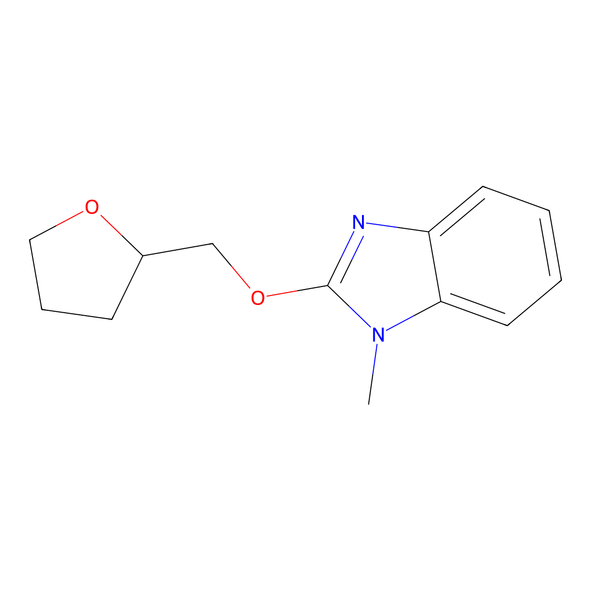 1-methyl-2-[(oxolan-2-yl)methoxy]-1H-1,3-benzodiazole molecular structure, CAS 2195940-23-7