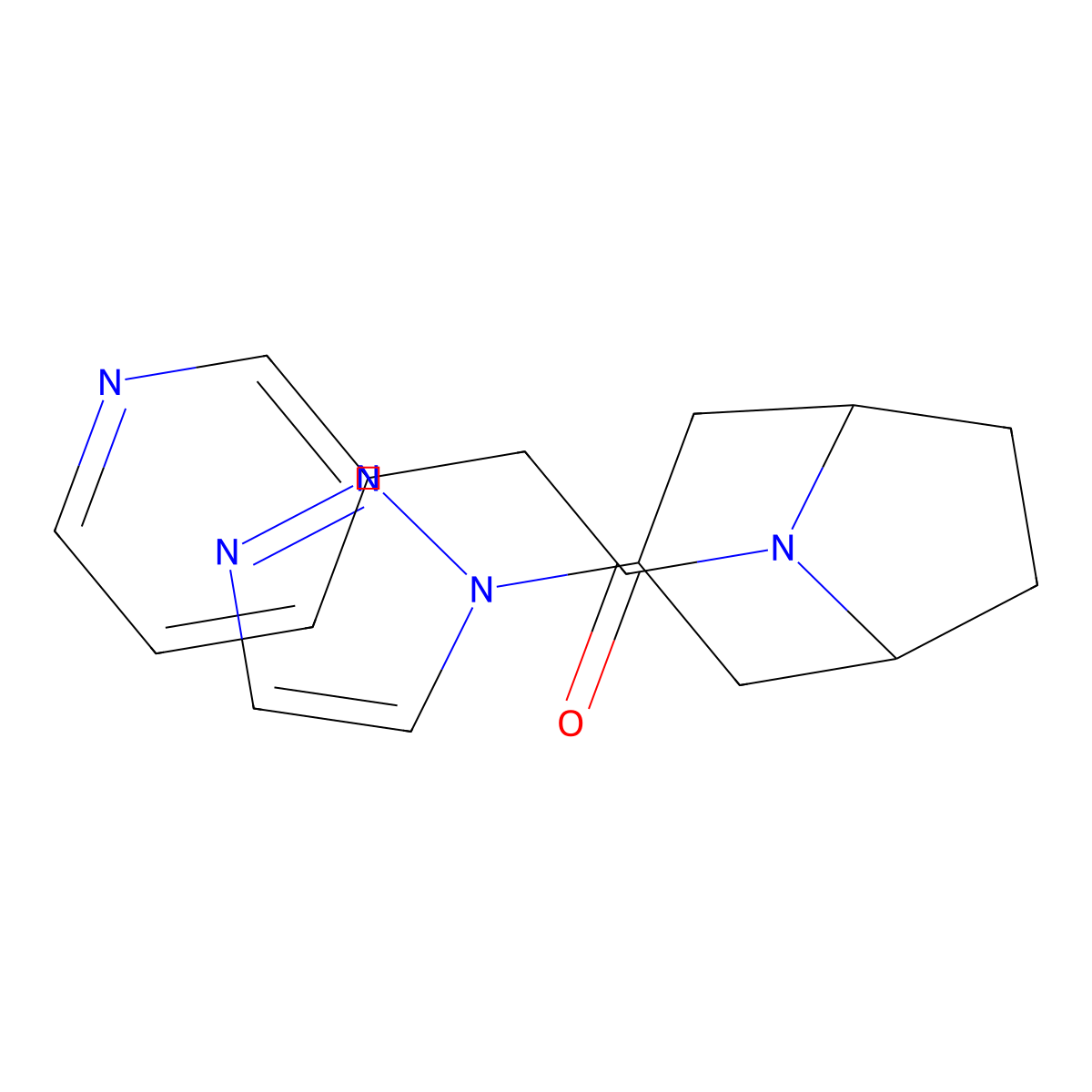 2-(pyridin-3-yl)-1-[3-(1H-1,2,3-triazol-1-yl)-8-azabicyclo[3.2.1]octan-8-yl]ethan-1-one molecular structure, CAS 2195940-30-6