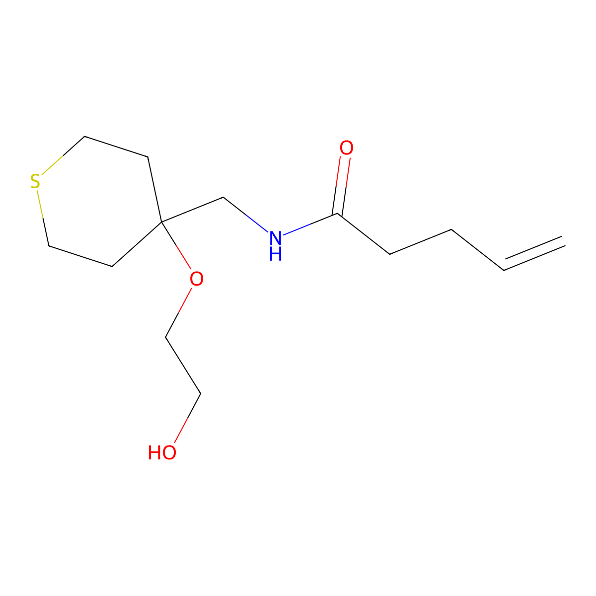 N-{[4-(2-hydroxyethoxy)thian-4-yl]methyl}pent-4-enamide molecular structure, CAS 2195940-56-6