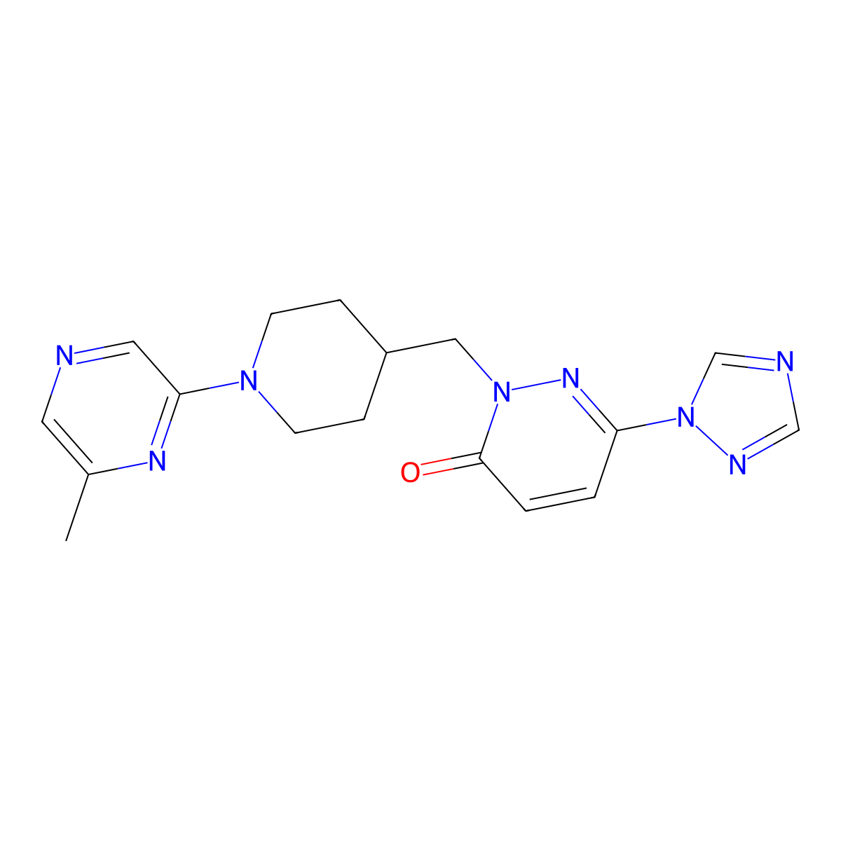 2-{[1-(6-methylpyrazin-2-yl)piperidin-4-yl]methyl}-6-(1H-1,2,4-triazol-1-yl)-2,3-dihydropyridazin-3-one molecular structure, CAS 2195940-75-9