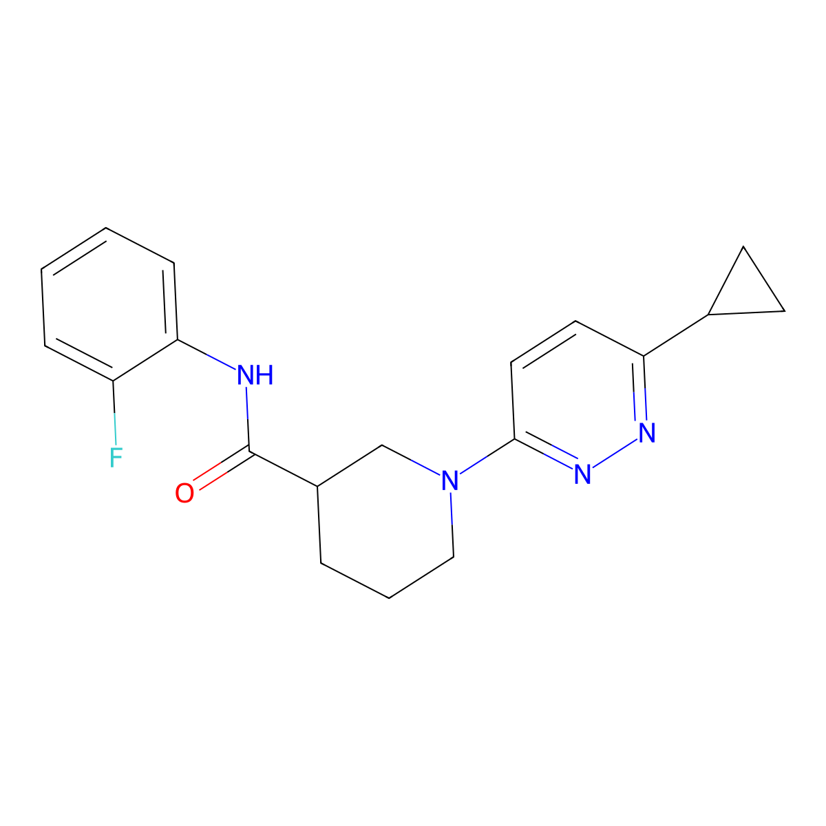 1-(6-cyclopropylpyridazin-3-yl)-N-(2-fluorophenyl)piperidine-3-carboxamide molecular structure, CAS 2195940-76-0