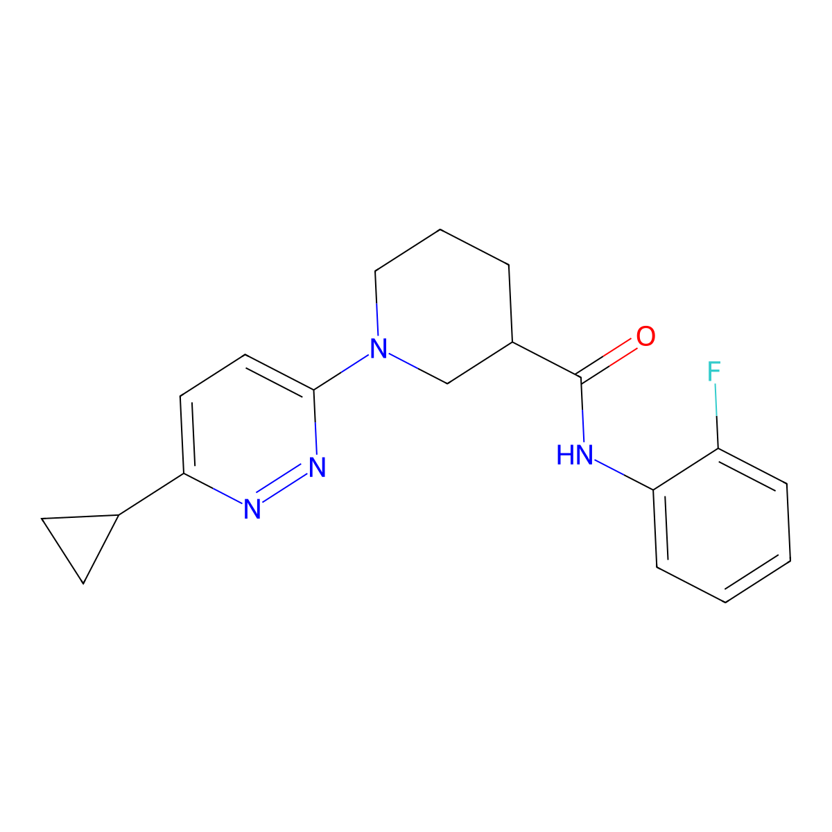1-(6-cyclopropylpyridazin-3-yl)-N-(2-fluorophenyl)piperidine-3-carboxamide molecular structure, CAS 2195940-76-0