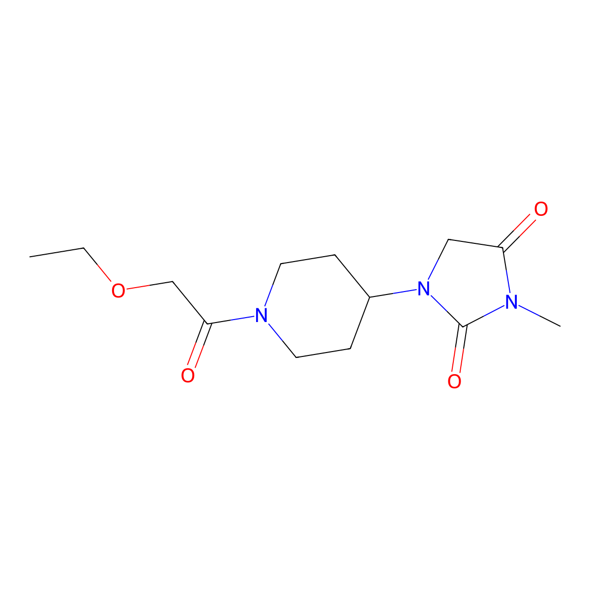 1-[1-(2-Ethoxyacetyl)piperidin-4-yl]-3-methylimidazolidine-2,4-dione molecular structure, CAS 2195940-82-8