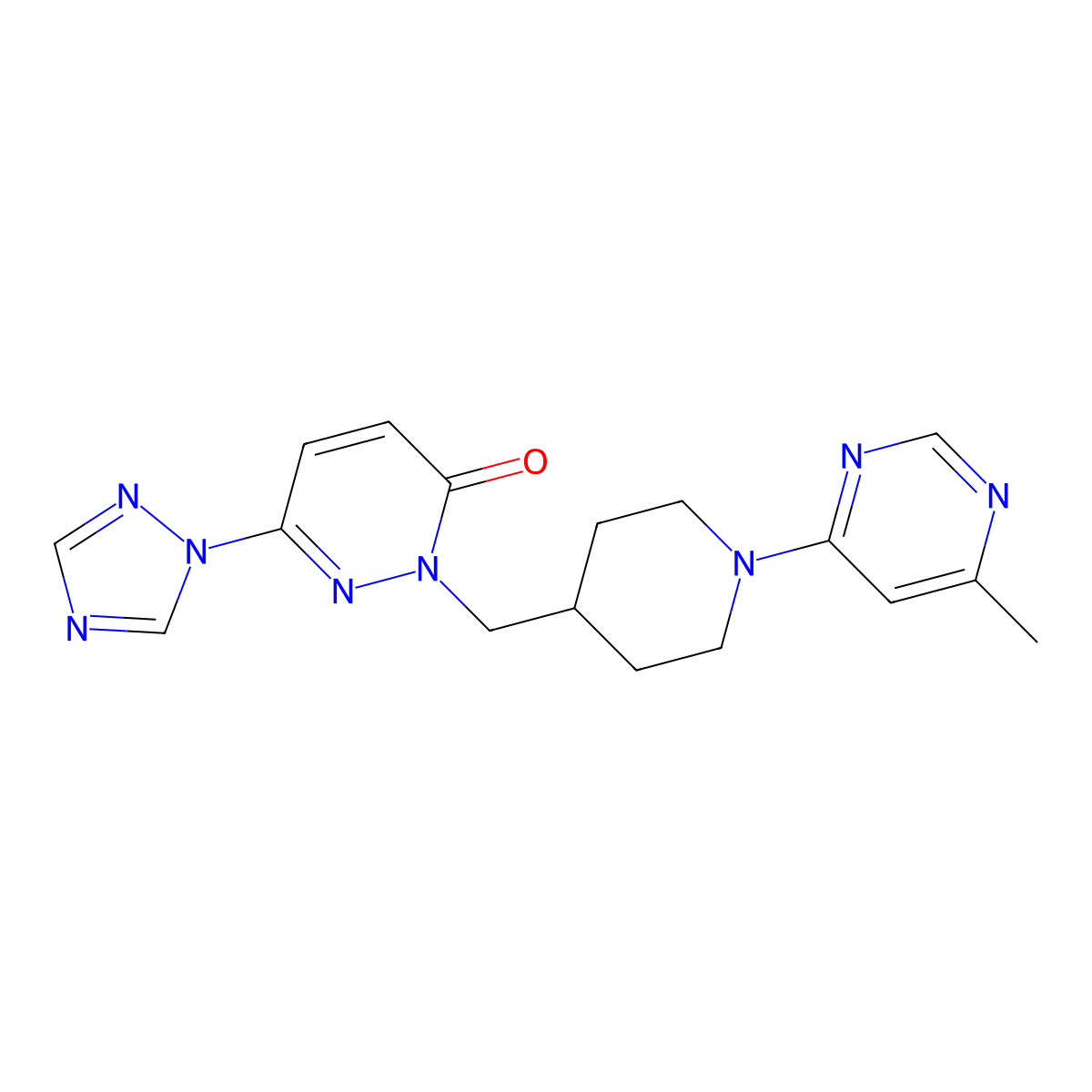 2-{[1-(6-methylpyrimidin-4-yl)piperidin-4-yl]methyl}-6-(1H-1,2,4-triazol-1-yl)-2,3-dihydropyridazin-3-one molecular structure, CAS 2195940-88-4