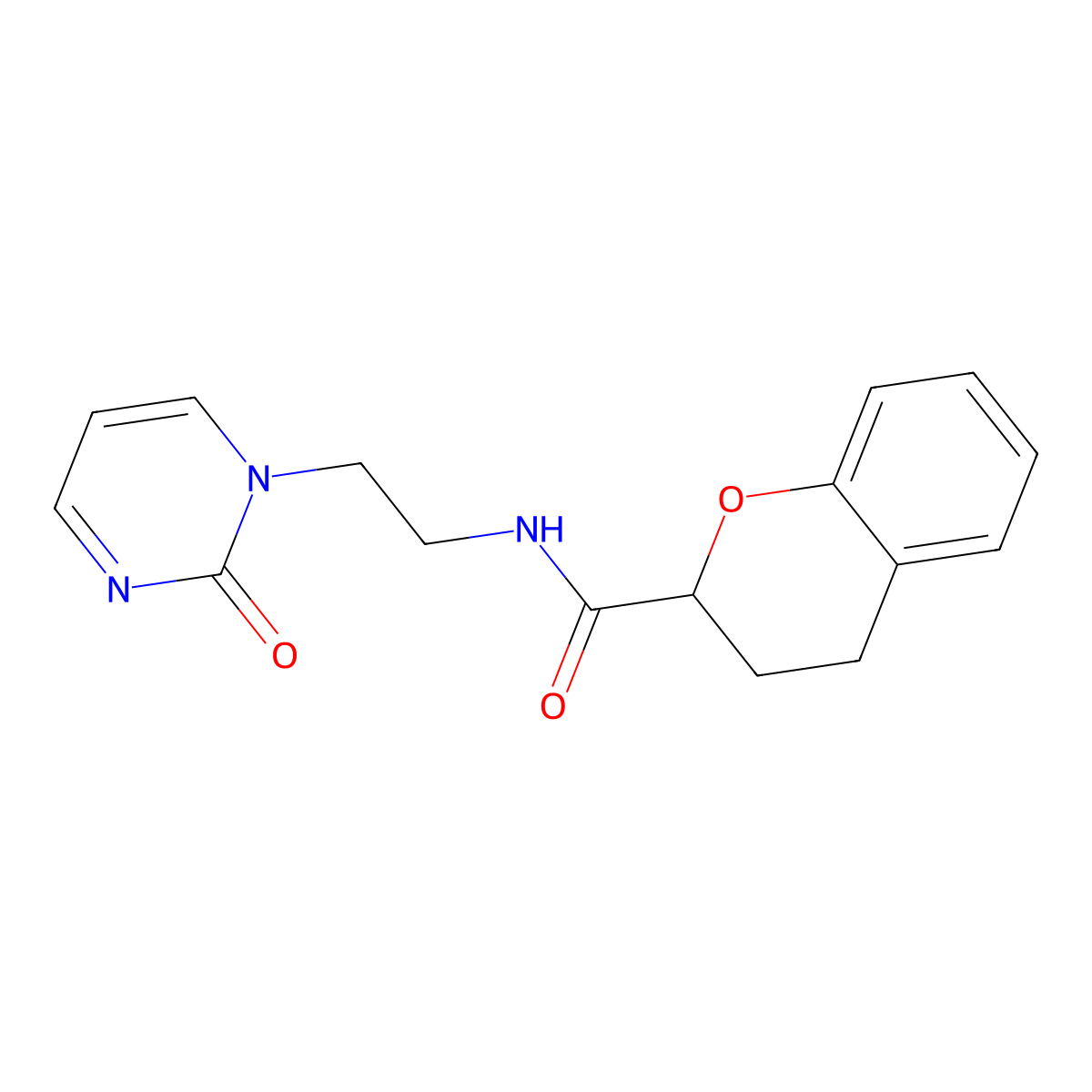 N-[2-(2-oxo-1,2-dihydropyrimidin-1-yl)ethyl]-3,4-dihydro-2H-1-benzopyran-2-carboxamide molecular structure, CAS 2195941-16-1