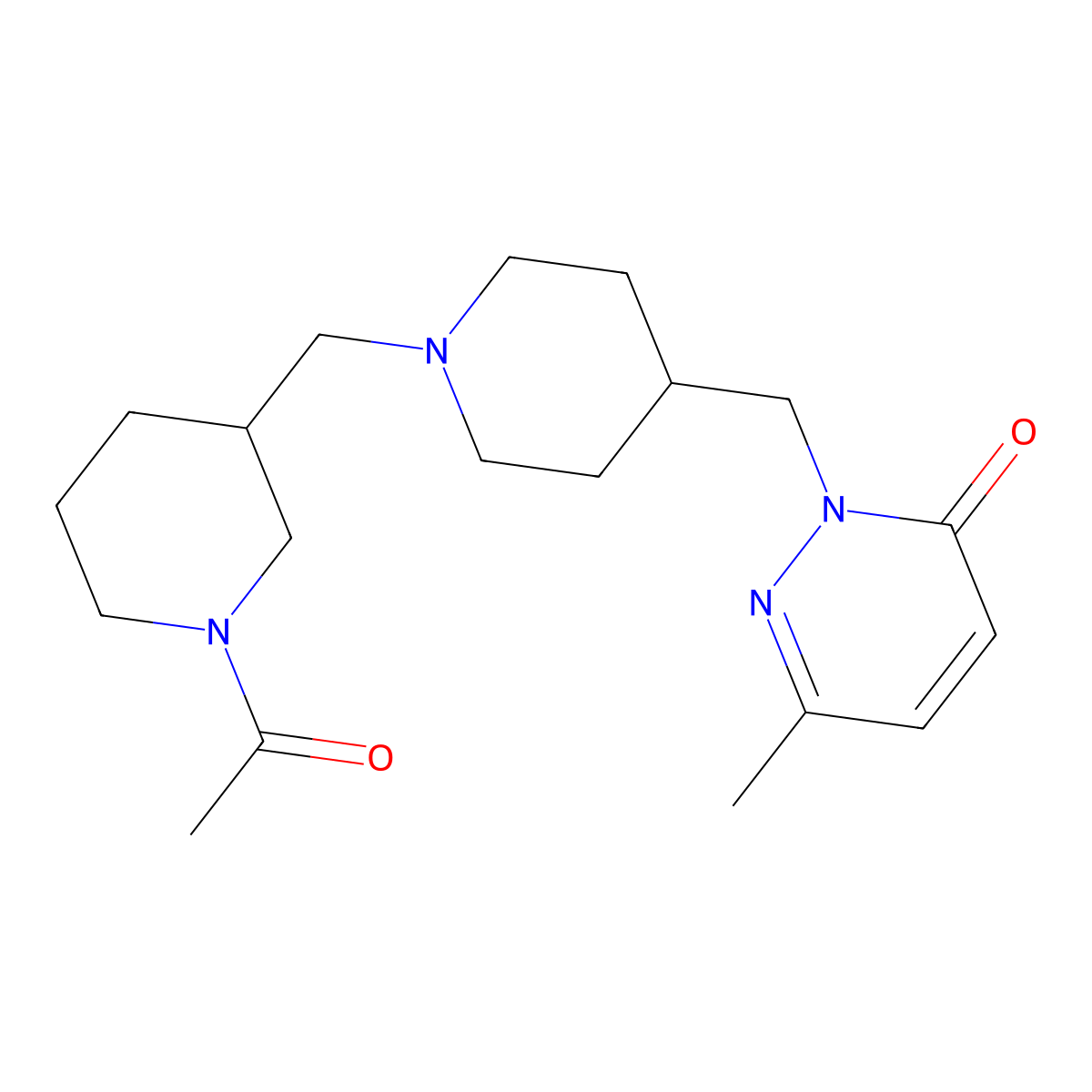 2-({1-[(1-Acetylpiperidin-3-yl)methyl]piperidin-4-yl}methyl)-6-methyl-2,3-dihydropyridazin-3-one molecular structure, CAS 2195941-18-3