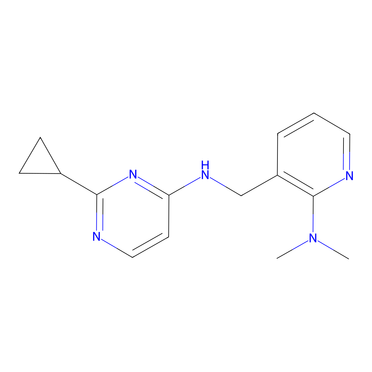 2-cyclopropyl-N-{[2-(dimethylamino)pyridin-3-yl]methyl}pyrimidin-4-amine molecular structure, CAS 2195941-23-0