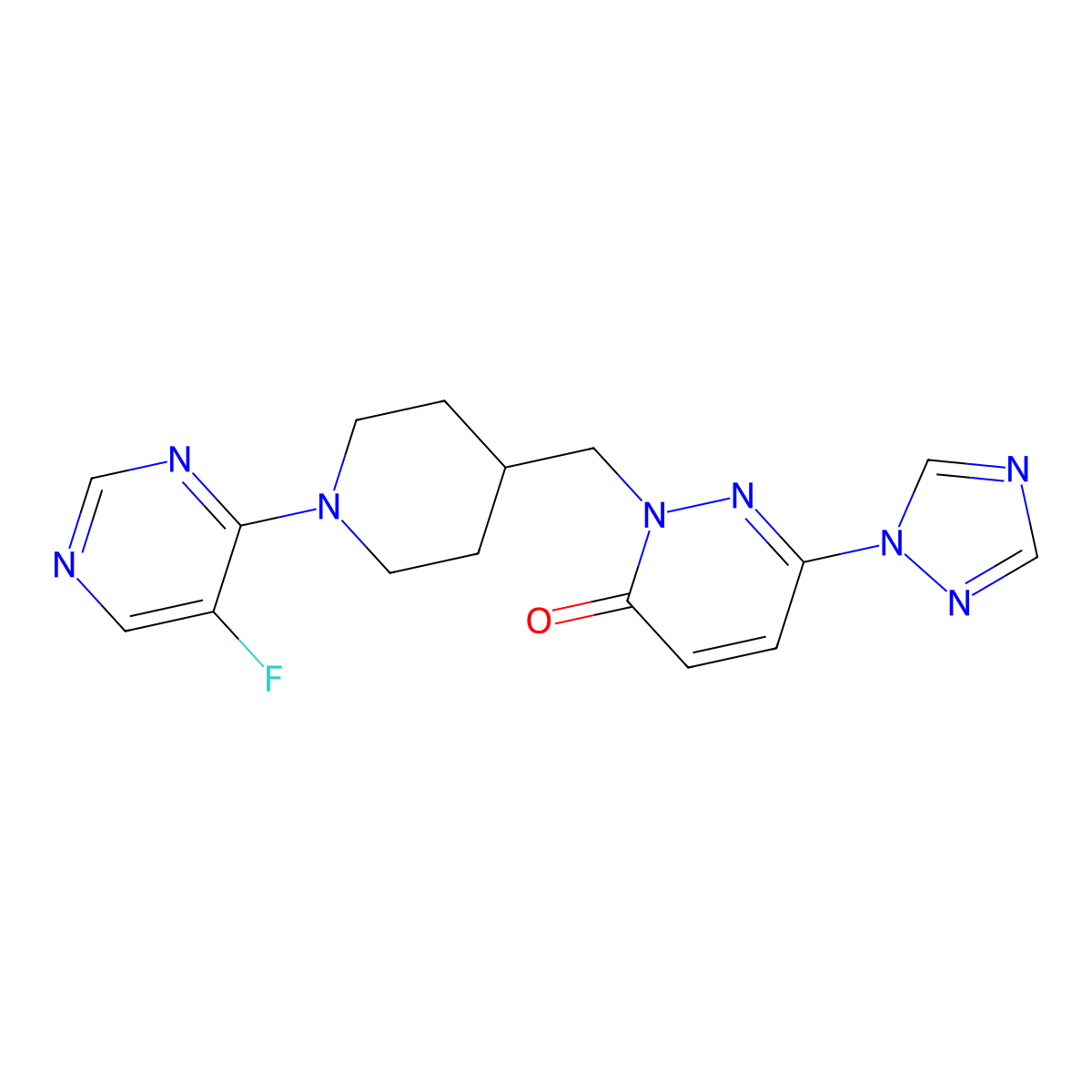 2-{[1-(5-fluoropyrimidin-4-yl)piperidin-4-yl]methyl}-6-(1H-1,2,4-triazol-1-yl)-2,3-dihydropyridazin-3-one molecular structure, CAS 2195941-34-3