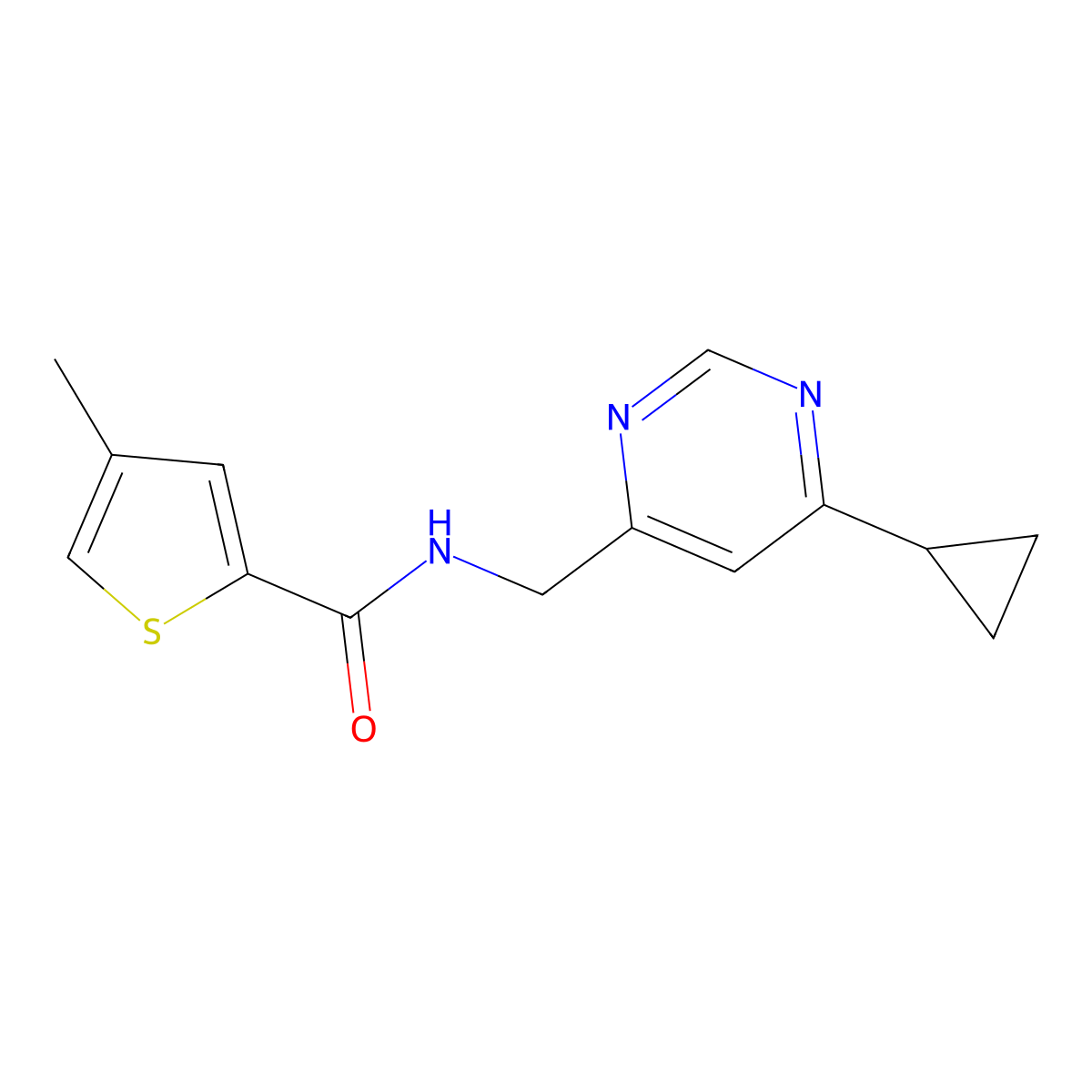 N-[(6-cyclopropylpyrimidin-4-yl)methyl]-4-methylthiophene-2-carboxamide molecular structure, CAS 2195941-41-2