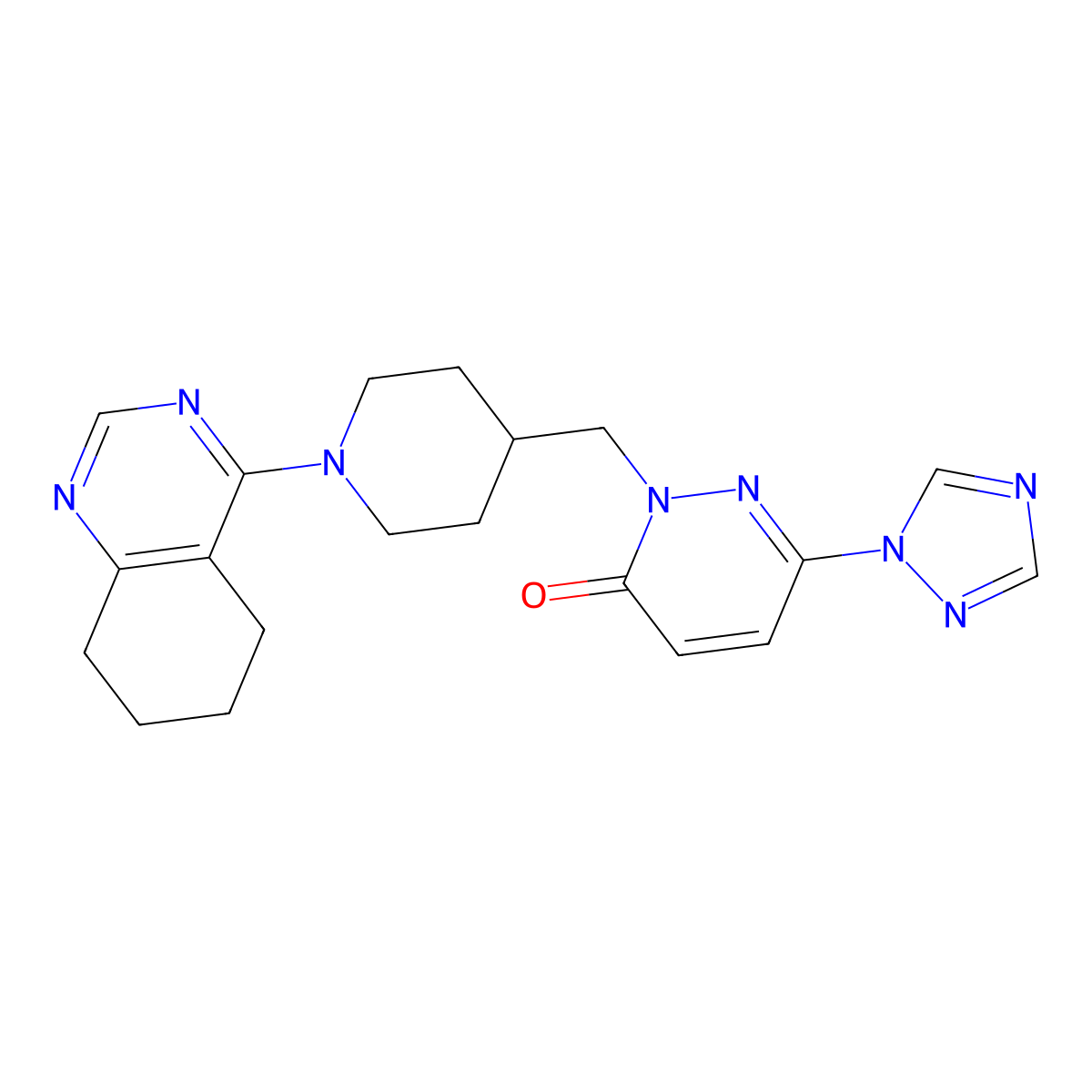 2-{[1-(5,6,7,8-tetrahydroquinazolin-4-yl)piperidin-4-yl]methyl}-6-(1H-1,2,4-triazol-1-yl)-2,3-dihydropyridazin-3-one molecular structure, CAS 2195941-49-0