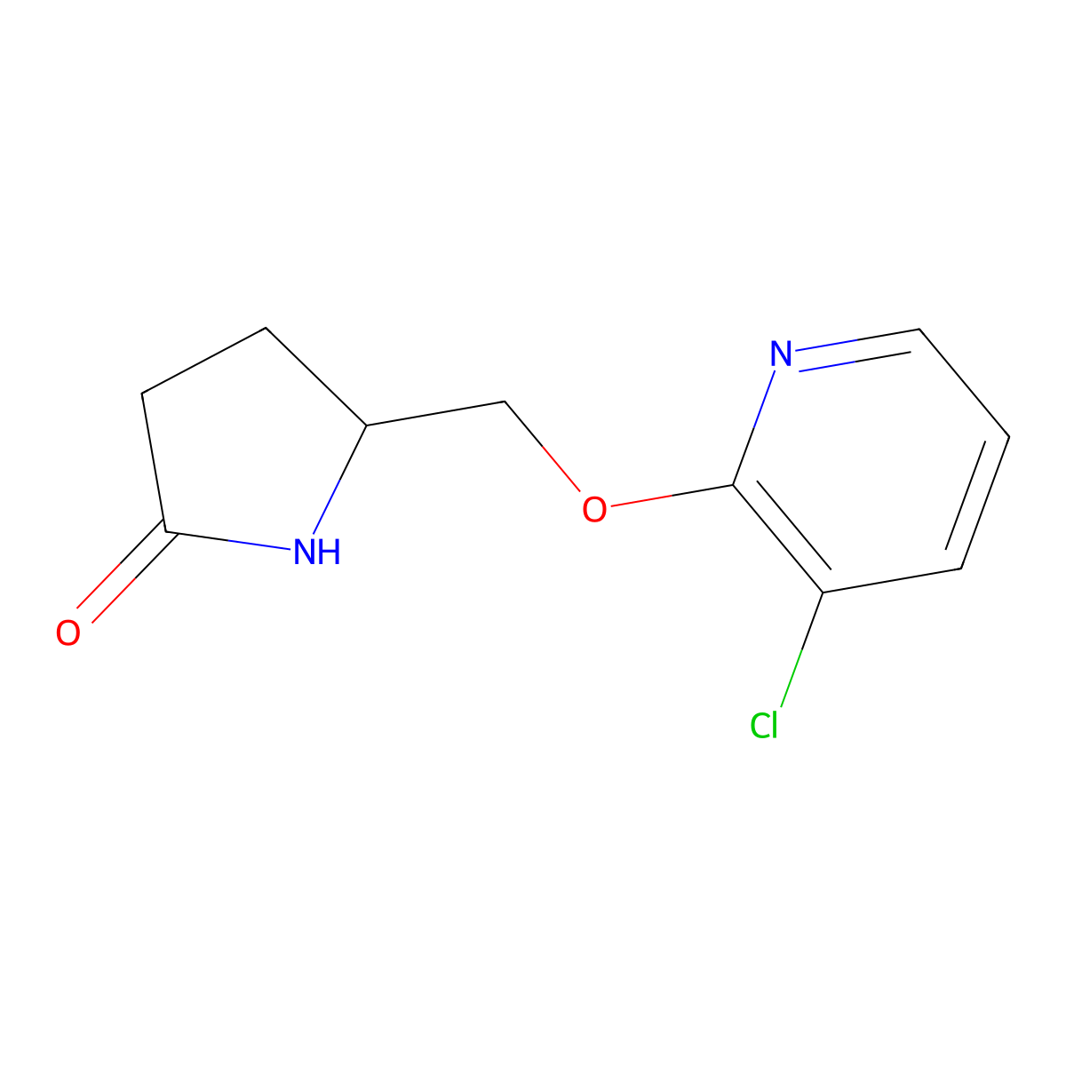 5-{[(3-Chloropyridin-2-yl)oxy]methyl}pyrrolidin-2-one molecular structure, CAS 2195941-70-7