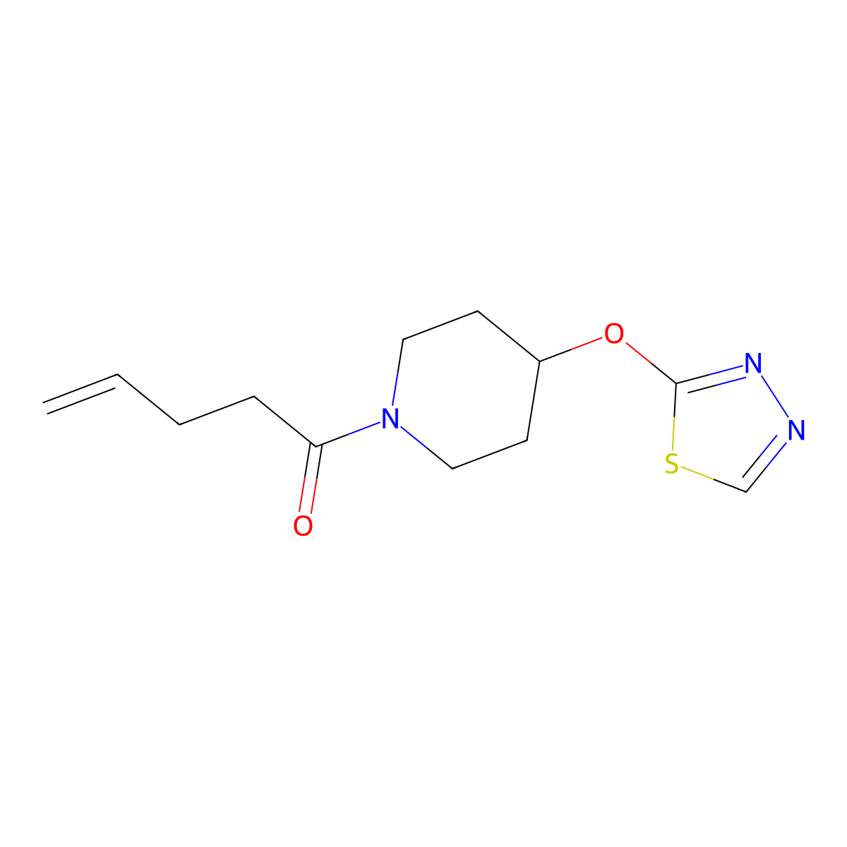 1-[4-(1,3,4-Thiadiazol-2-yloxy)piperidin-1-yl]pent-4-en-1-one molecular structure, CAS 2195942-19-7