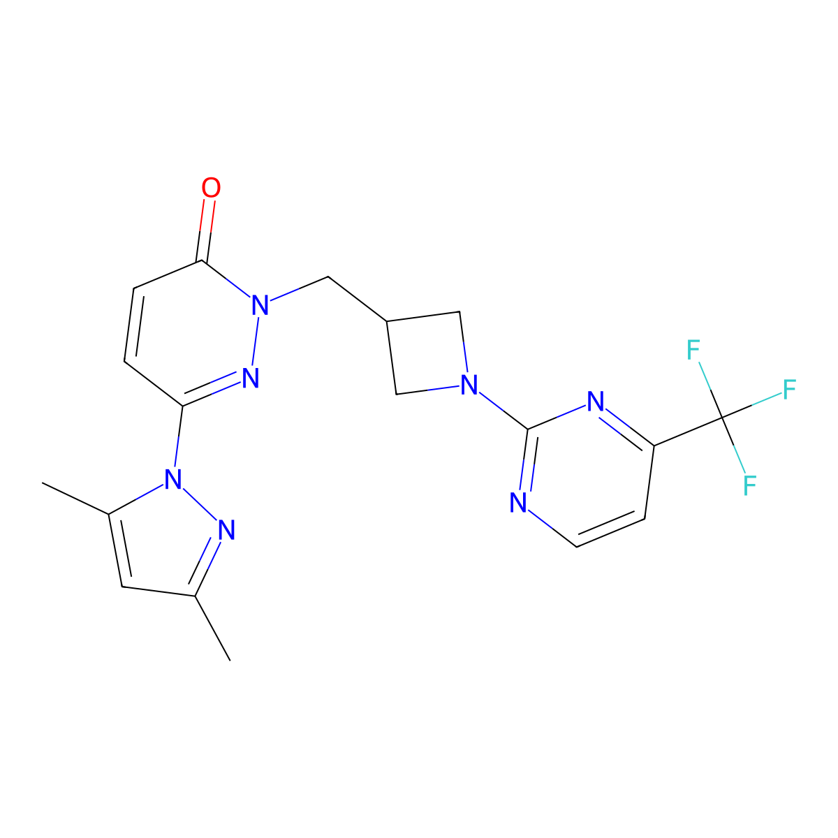 6-(3,5-dimethyl-1H-pyrazol-1-yl)-2-({1-[4-(trifluoromethyl)pyrimidin-2-yl]azetidin-3-yl}methyl)-2,3-dihydropyridazin-3-one molecular structure, CAS 2195942-25-5