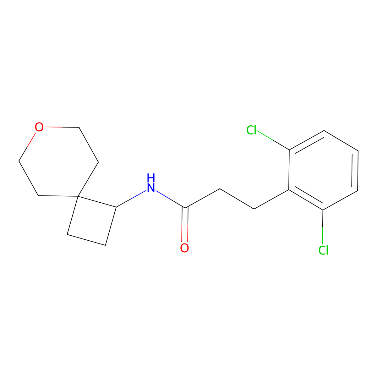 3-(2,6-dichlorophenyl)-N-{7-oxaspiro[3.5]nonan-1-yl}propanamide molecular structure, CAS 2195942-28-8