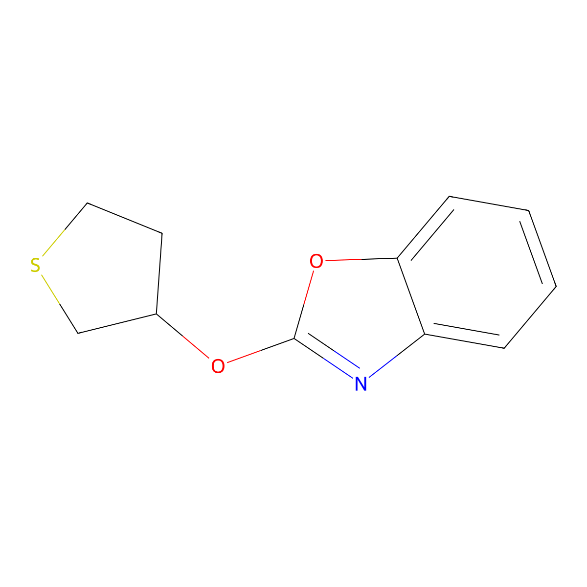 2-(Thiolan-3-yloxy)-1,3-benzoxazole molecular structure, CAS 2195942-33-5