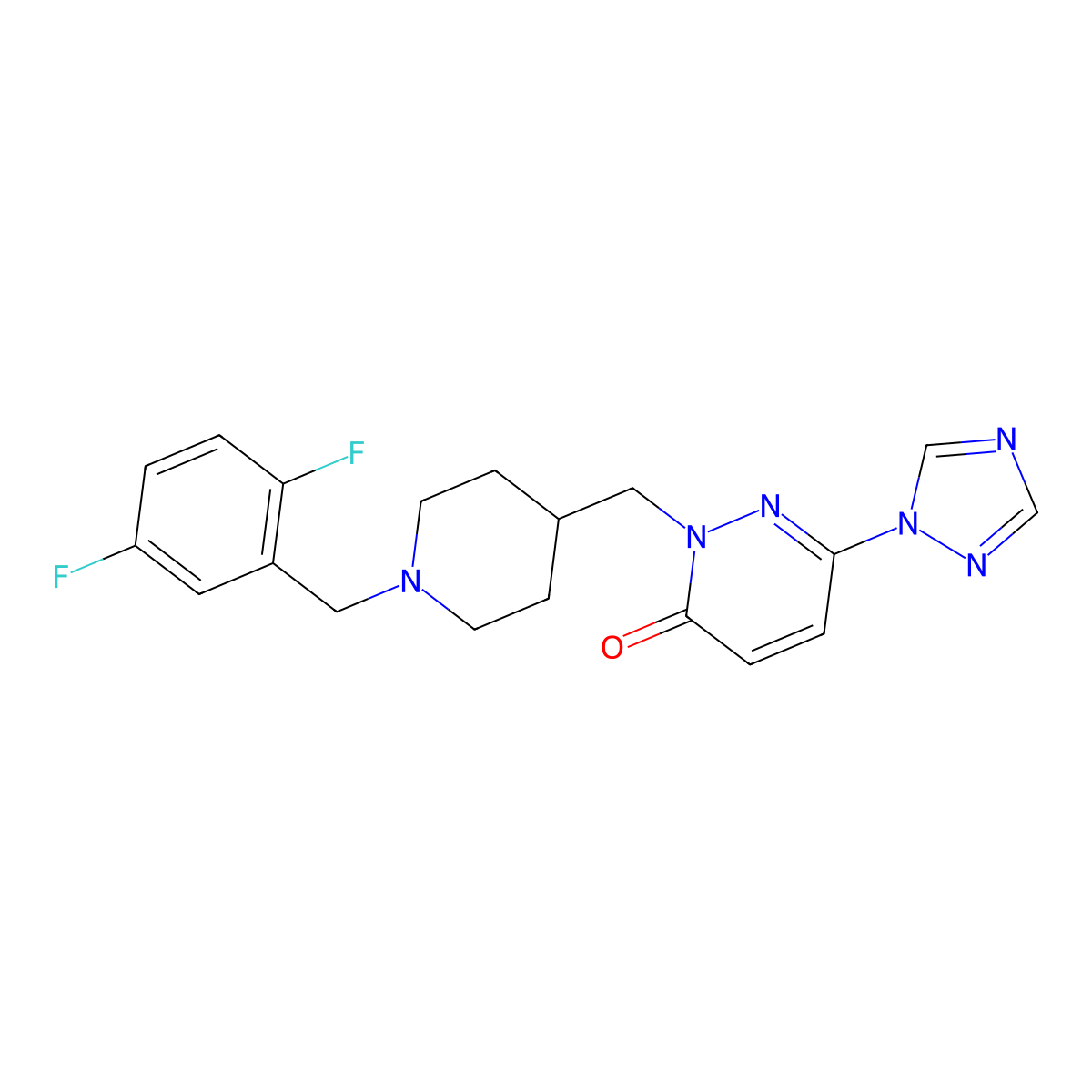 2-({1-[(2,5-difluorophenyl)methyl]piperidin-4-yl}methyl)-6-(1H-1,2,4-triazol-1-yl)-2,3-dihydropyridazin-3-one molecular structure, CAS 2195950-90-2