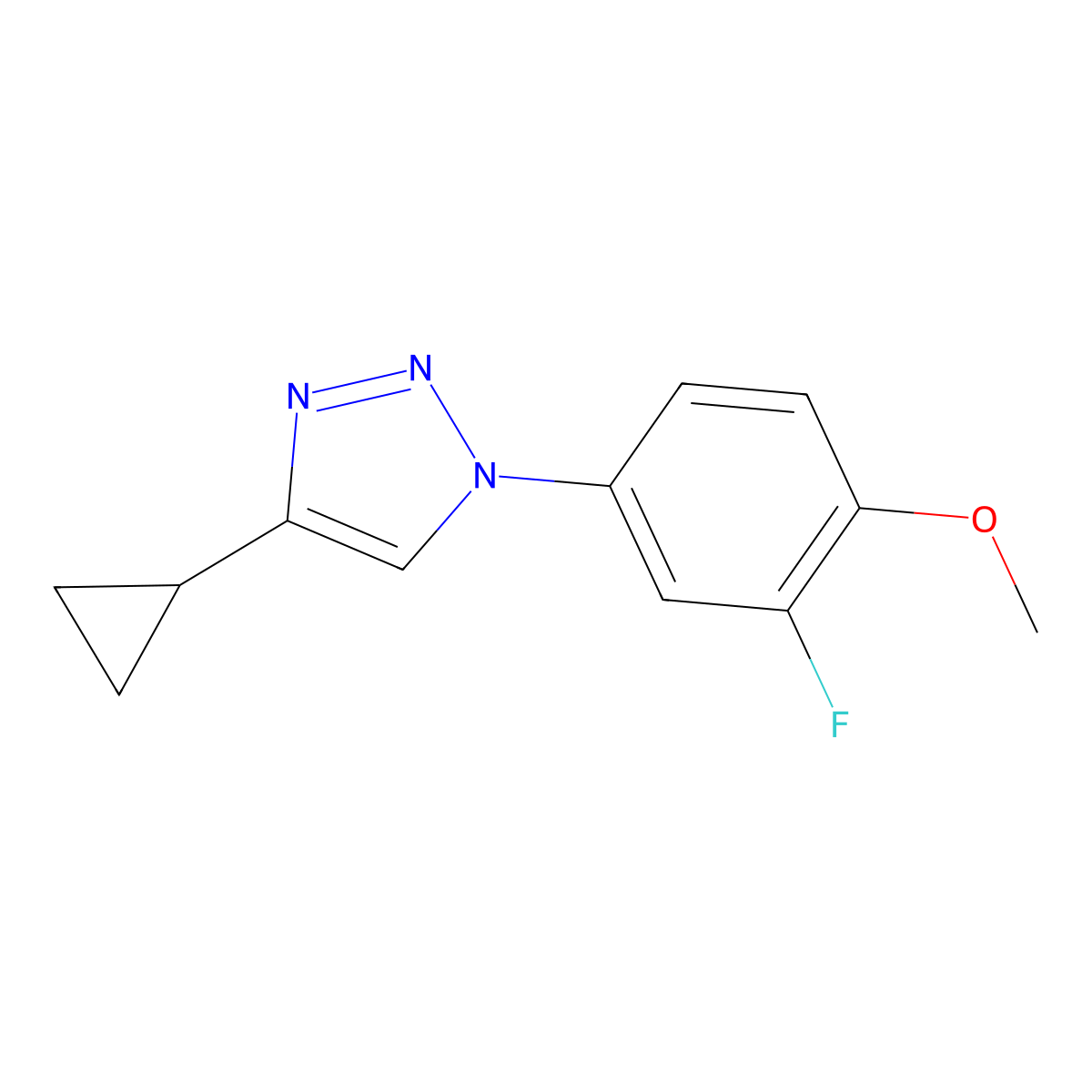 4-cyclopropyl-1-(3-fluoro-4-methoxyphenyl)-1H-1,2,3-triazole molecular structure, CAS 2195950-95-7