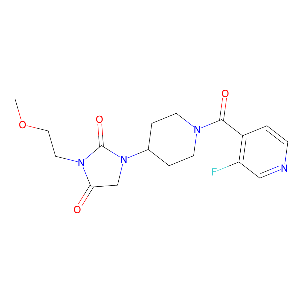 1-[1-(3-Fluoropyridine-4-carbonyl)piperidin-4-yl]-3-(2-methoxyethyl)imidazolidine-2,4-dione molecular structure, CAS 2195951-00-7