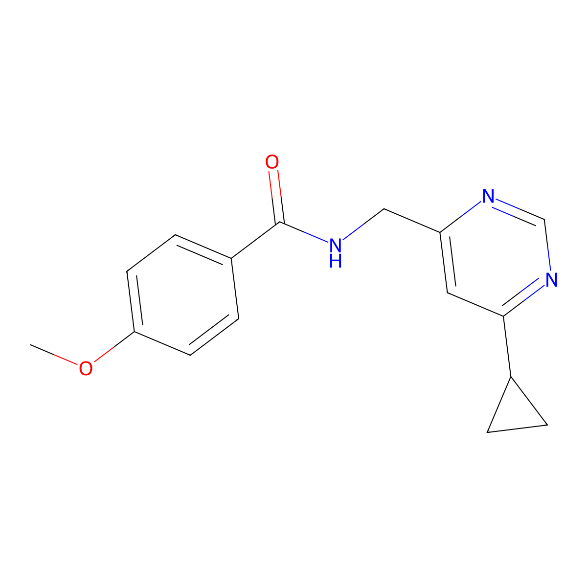 N-[(6-cyclopropylpyrimidin-4-yl)methyl]-4-methoxybenzamide molecular structure, CAS 2195951-06-3