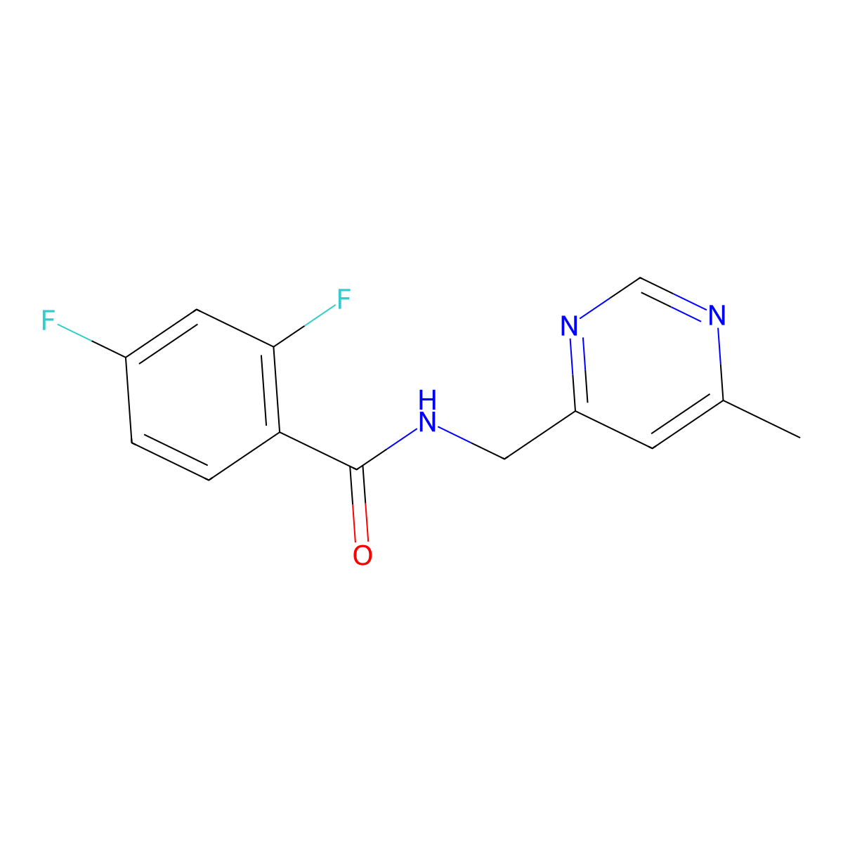 2,4-difluoro-N-[(6-methylpyrimidin-4-yl)methyl]benzamide molecular structure, CAS 2195951-66-5