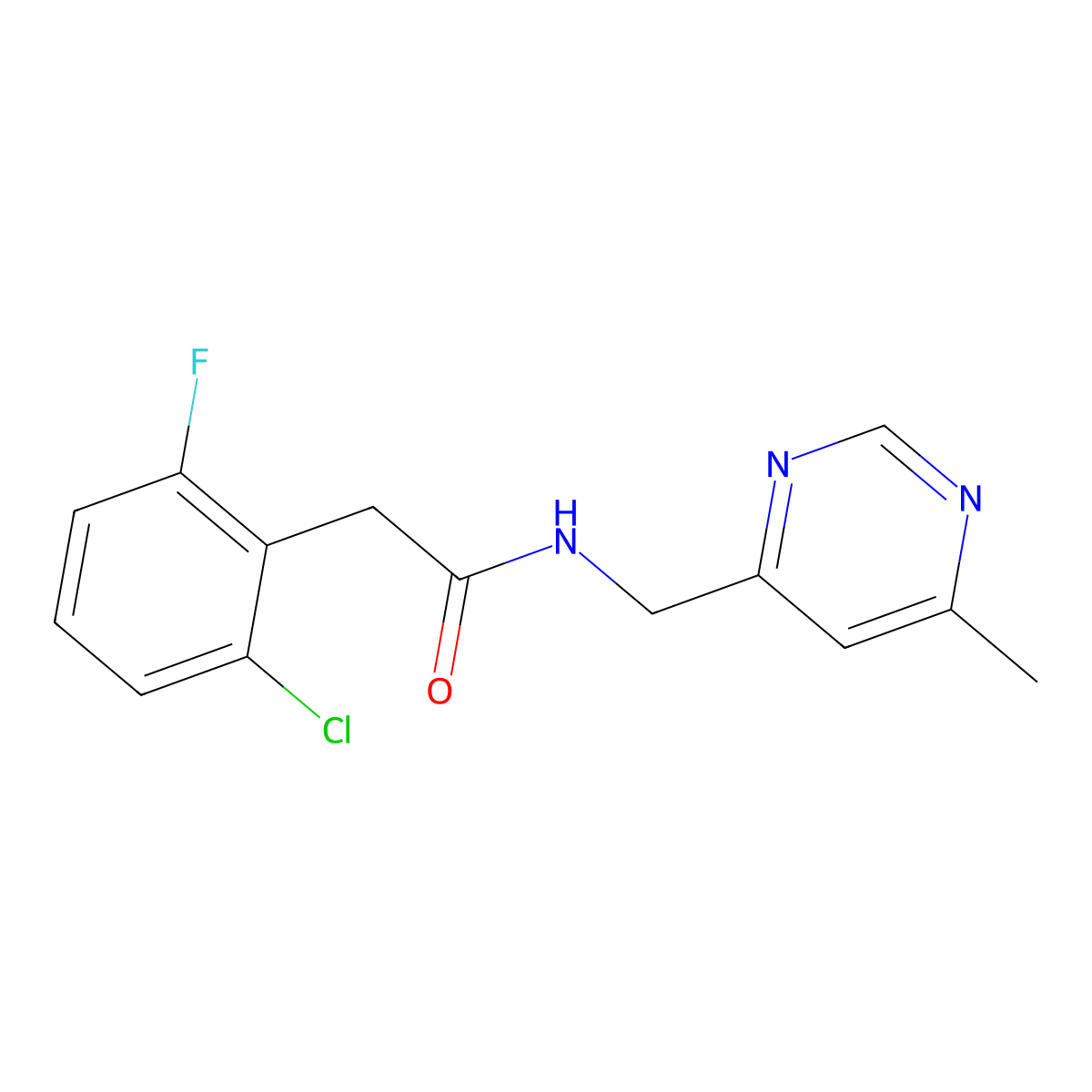 2-(2-chloro-6-fluorophenyl)-N-[(6-methylpyrimidin-4-yl)methyl]acetamide molecular structure, CAS 2195952-07-7