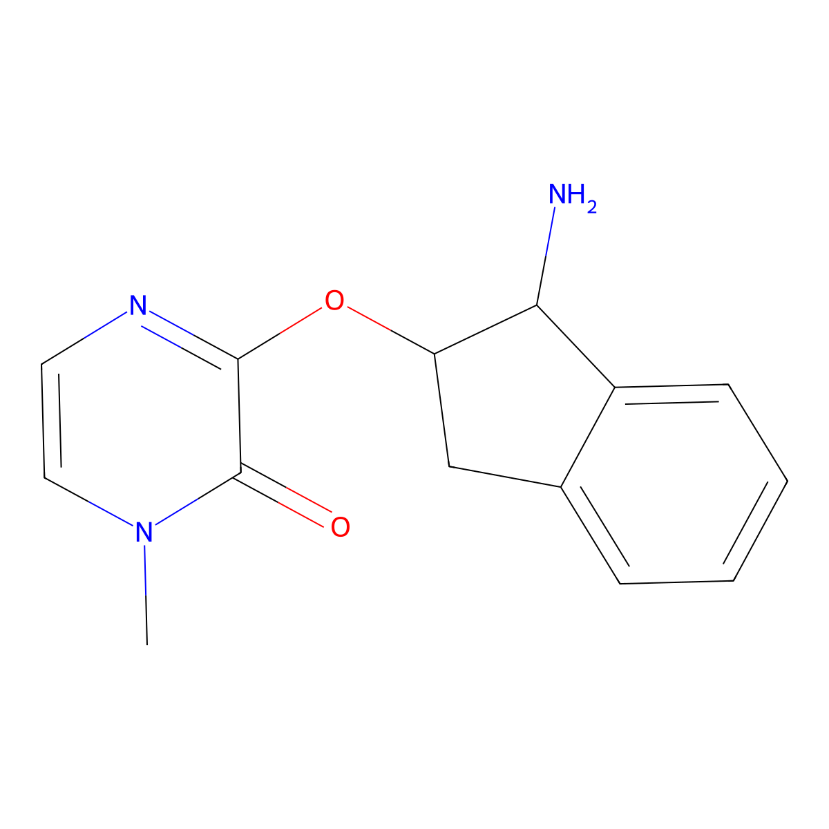 3-[(1-amino-2,3-dihydro-1H-inden-2-yl)oxy]-1-methyl-1,2-dihydropyrazin-2-one molecular structure, CAS 2195952-49-7