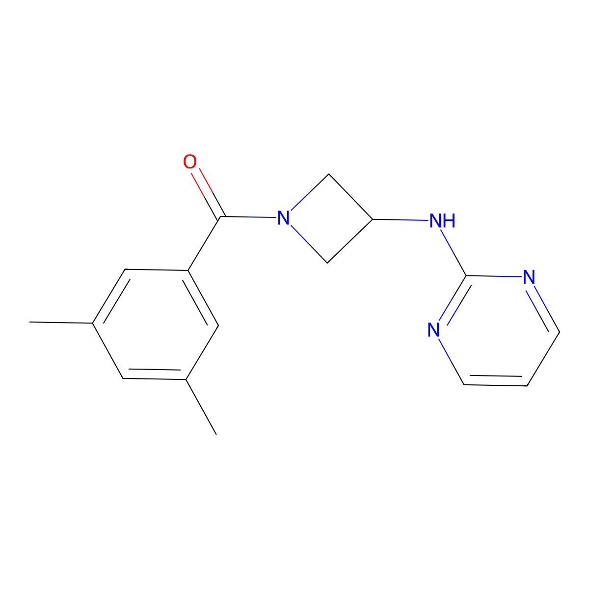 N-[1-(3,5-dimethylbenzoyl)azetidin-3-yl]pyrimidin-2-amine molecular structure, CAS 2195952-83-9