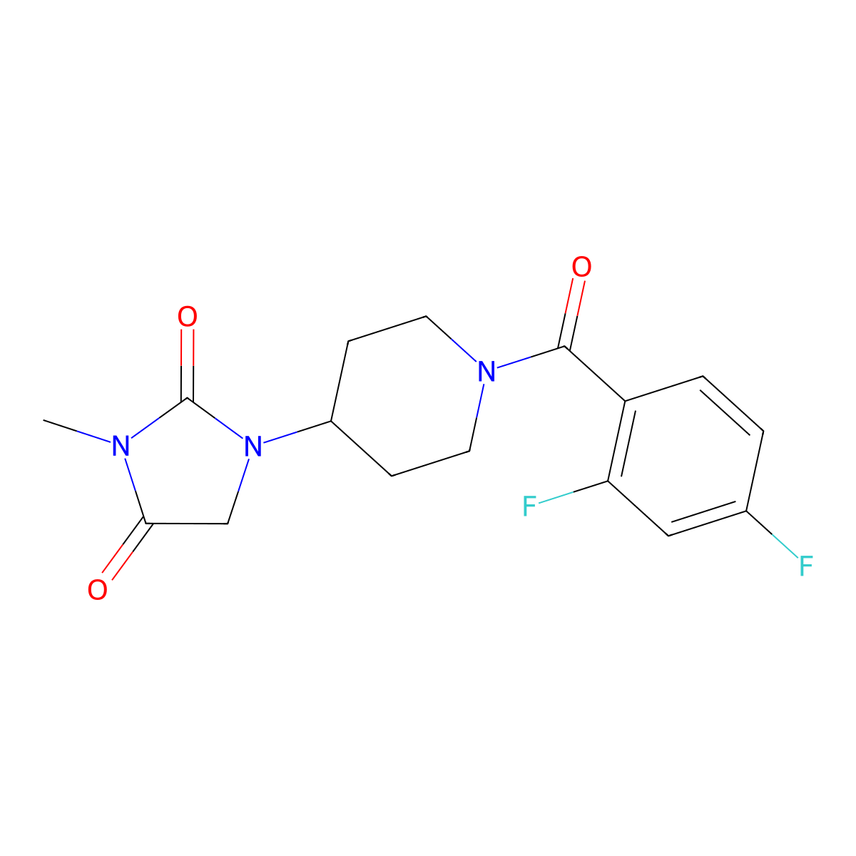 1-[1-(2,4-Difluorobenzoyl)piperidin-4-yl]-3-methylimidazolidine-2,4-dione molecular structure, CAS 2195952-95-3
