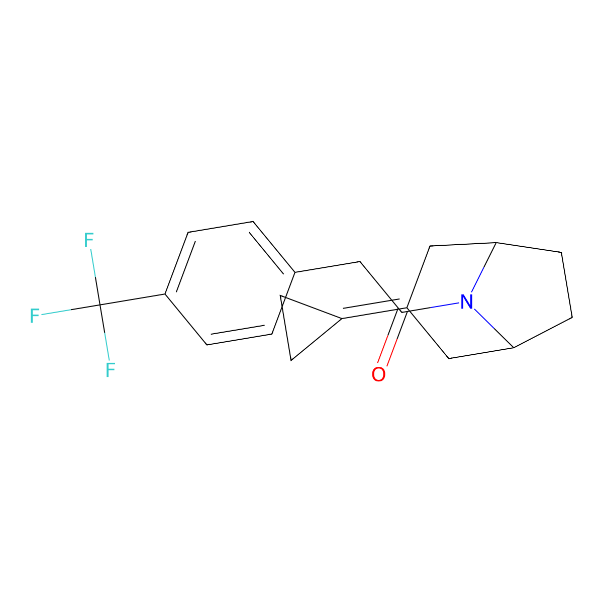 1-{3-Cyclopropylidene-8-azabicyclo[3.2.1]octan-8-yl}-2-[4-(trifluoromethyl)phenyl]ethan-1-one molecular structure, CAS 2195953-01-4