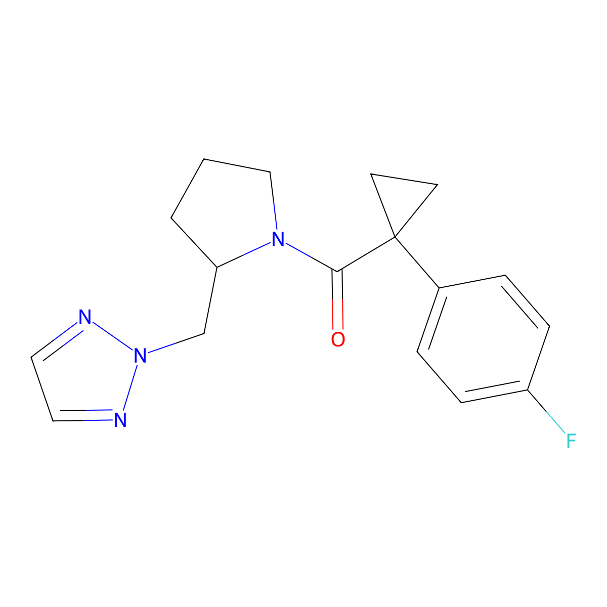 (2-((2H-1,2,3-triazol-2-yl)methyl)pyrrolidin-1-yl)(1-(4-fluorophenyl)cyclopropyl)methanone molecular structure, CAS 2195953-16-1