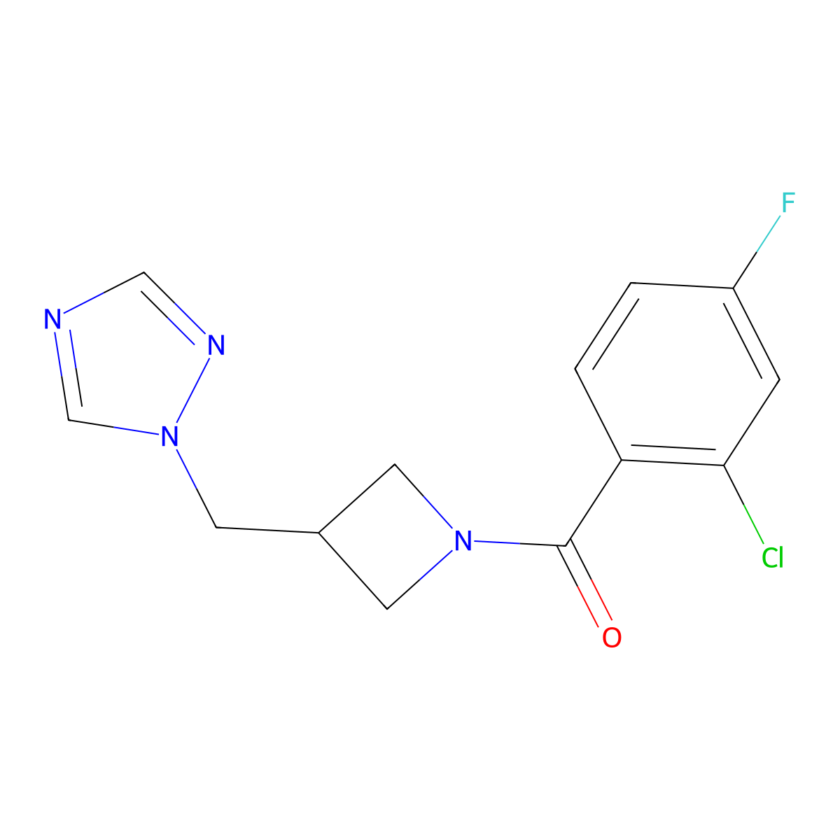 1-{[1-(2-chloro-4-fluorobenzoyl)azetidin-3-yl]methyl}-1H-1,2,4-triazole molecular structure, CAS 2195953-53-6