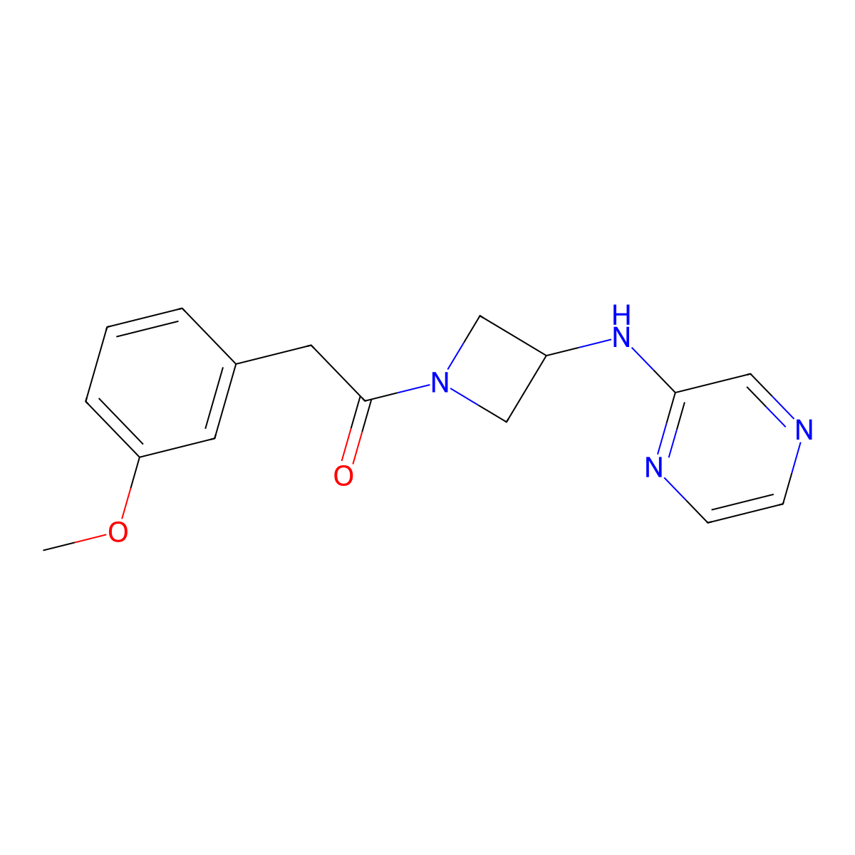 2-(3-Methoxyphenyl)-1-{3-[(pyrazin-2-yl)amino]azetidin-1-yl}ethan-1-one molecular structure, CAS 2195953-66-1