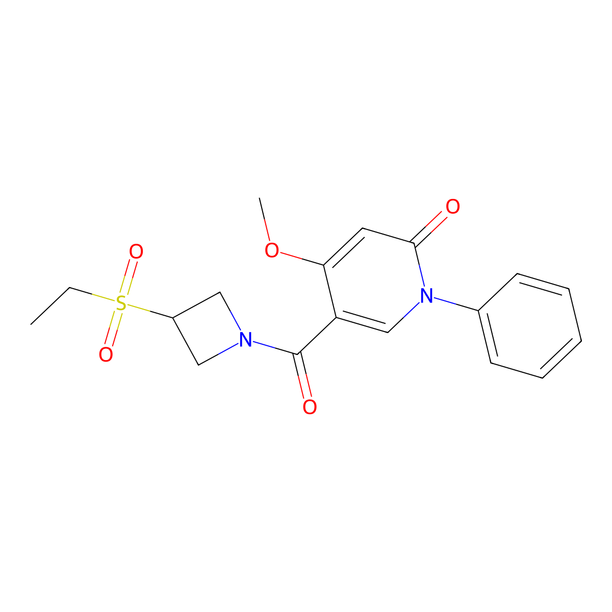 5-(3-(ethylsulfonyl)azetidine-1-carbonyl)-4-methoxy-1-phenylpyridin-2(1H)-one molecular structure, CAS 2195954-35-7