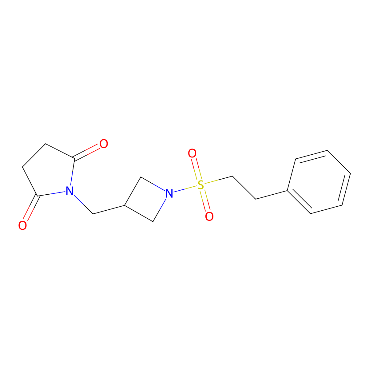 1-{[1-(2-Phenylethanesulfonyl)azetidin-3-yl]methyl}pyrrolidine-2,5-dione molecular structure, CAS 2195954-37-9