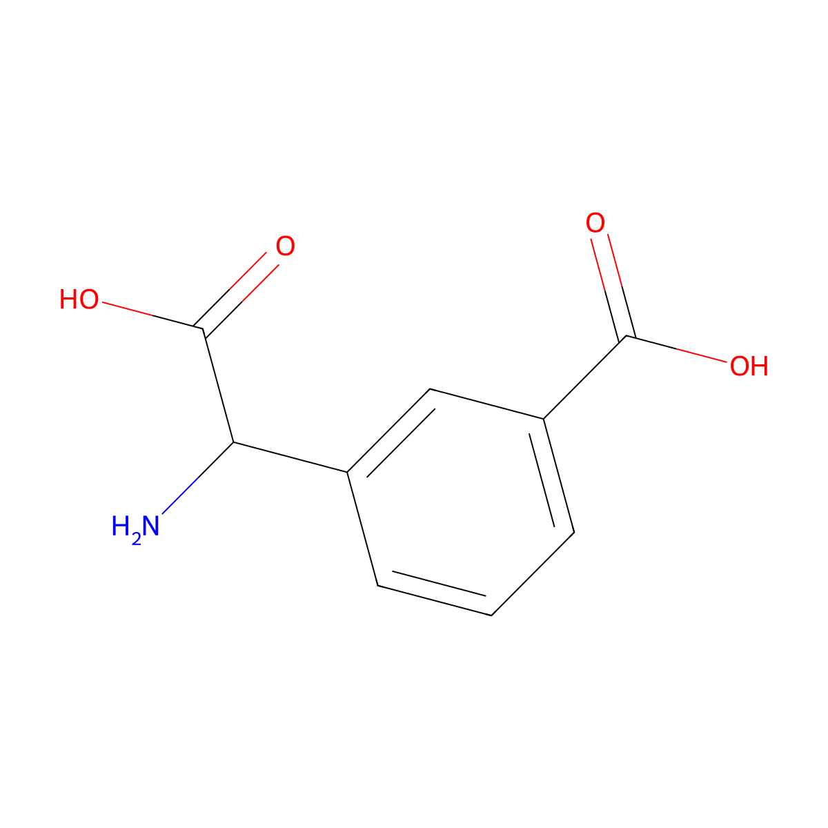 3-[Amino(carboxy)methyl]benzoic acid molecular structure, CAS 2196-57-8