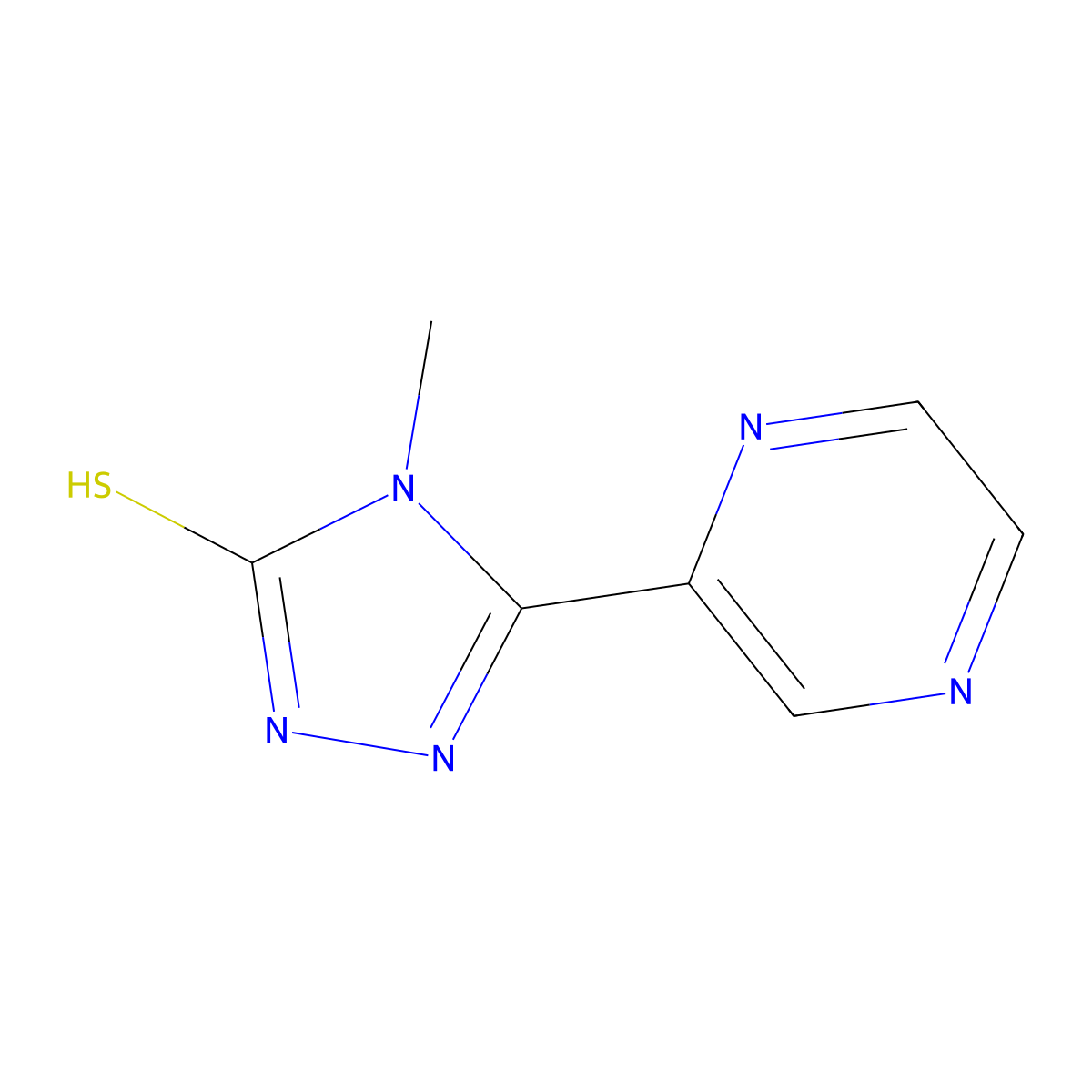 4-methyl-5-(pyrazin-2-yl)-4H-1,2,4-triazole-3-thiol molecular structure, CAS 219600-07-4