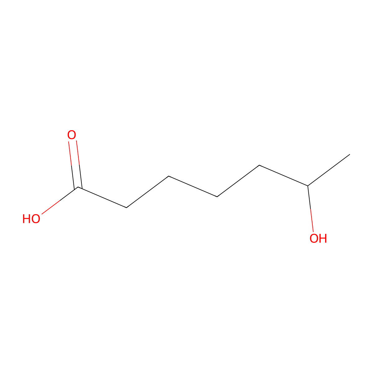 6-Hydroxy-heptanoic acid molecular structure, CAS 21961-03-5