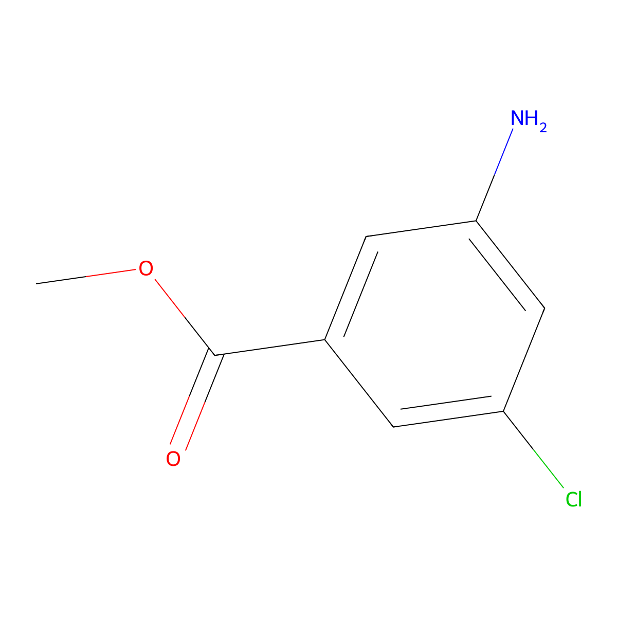 Methyl 3-amino-5-chlorobenzoate molecular structure, CAS 21961-31-9