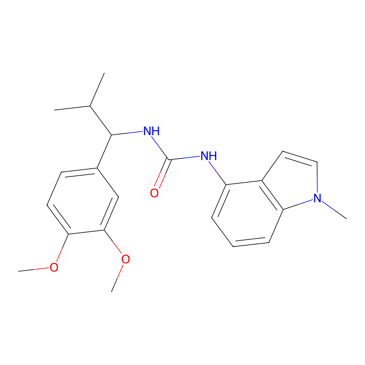 N-[1-(3,4-dimethoxyphenyl)-2-methylpropyl]-N'-(1-methyl-1H-indol-4-yl)urea molecular structure, CAS 2196107-91-0